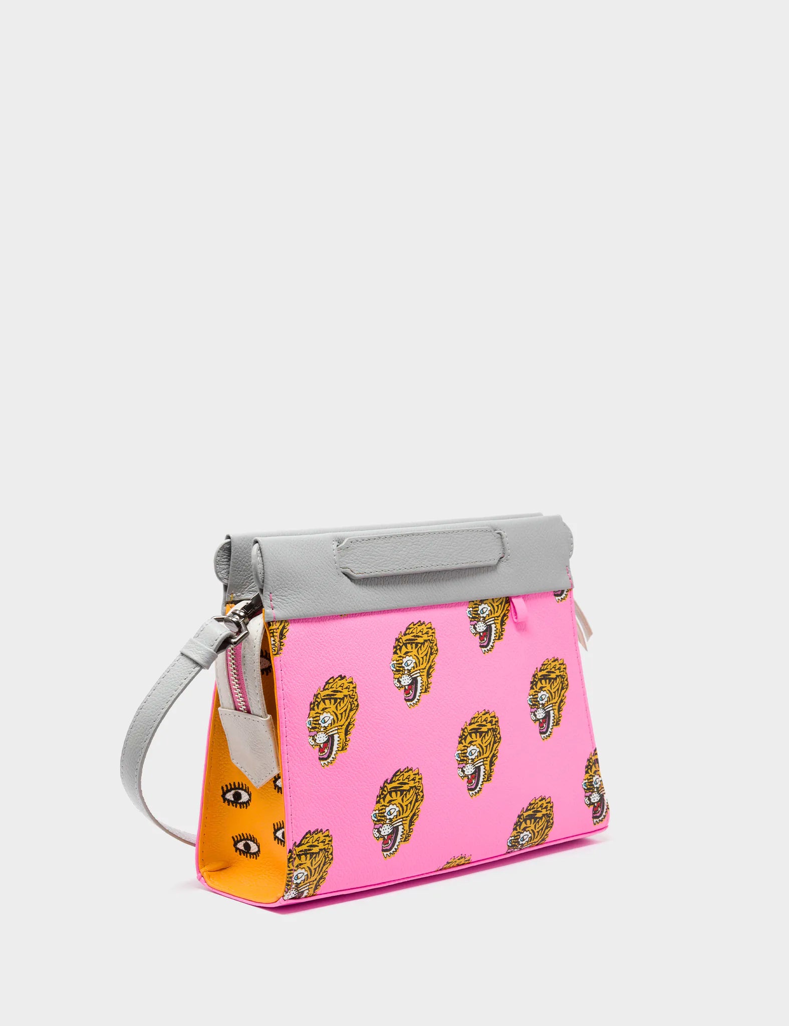 Vali Small Crossbody Bubblegum Pink Leather Bag with Blazing Tiger Design - Perfect for Women's Daily Use, Travel, and Fashion Accessories