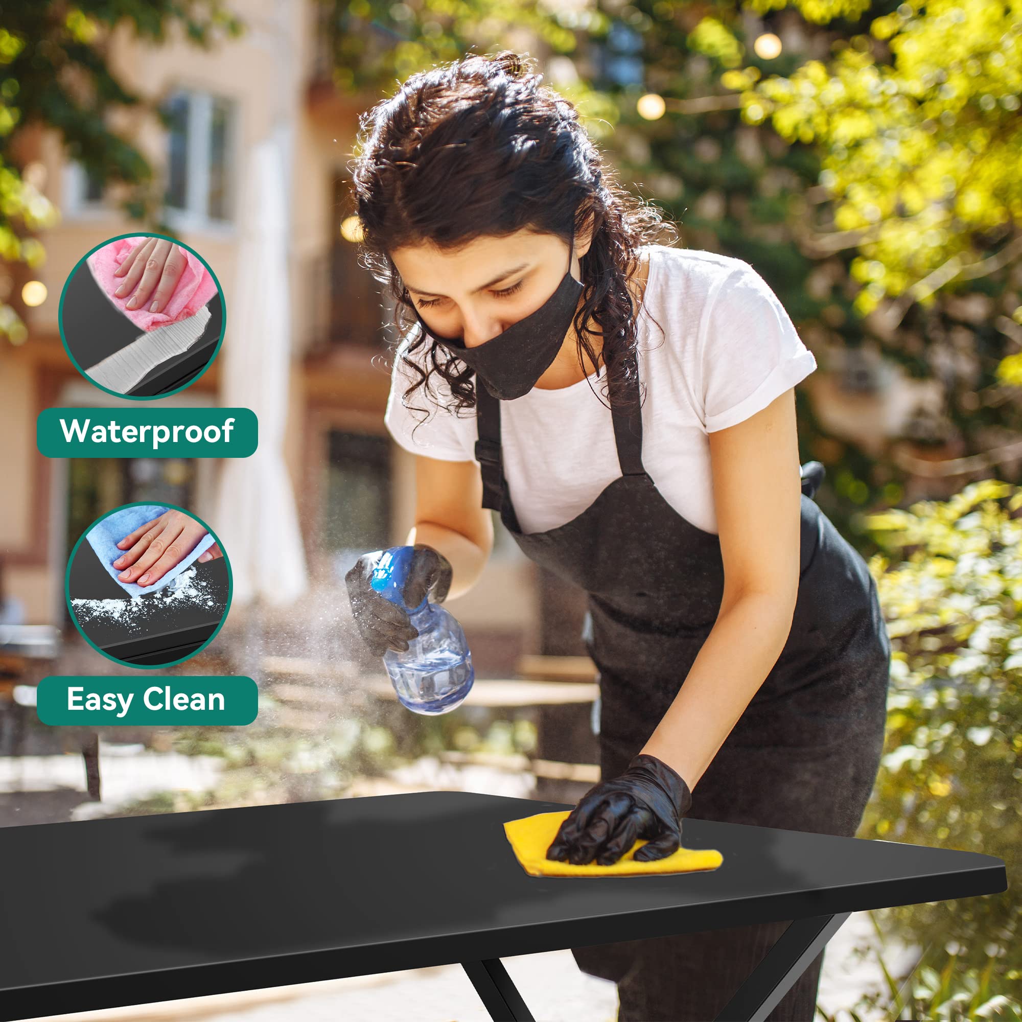 YITAHOME Heavy Duty Outdoor Picnic Table Set with Weather-Resistant Resin Tabletop & Sturdy Steel Frame - Perfect for Backyard, Patio, Lawn, and Outdoor Parties (Black) | Ideal for Family Gatherings, BBQs, and Garden Relaxation