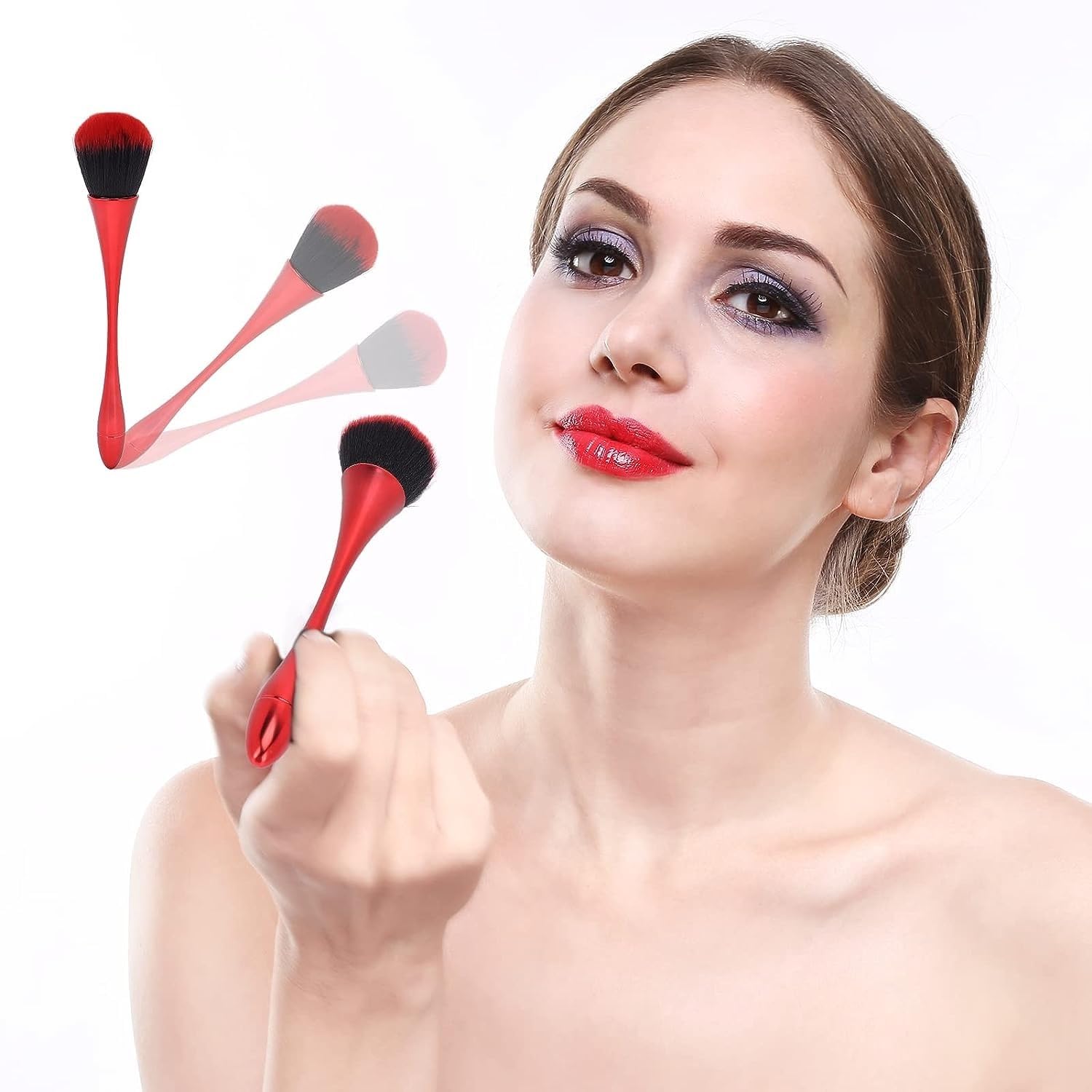 Oval Makeup Brush for Blending Foundation & Powder - Soft Dark Pink (Pack of 2) - Perfect for Flawless Makeup Application