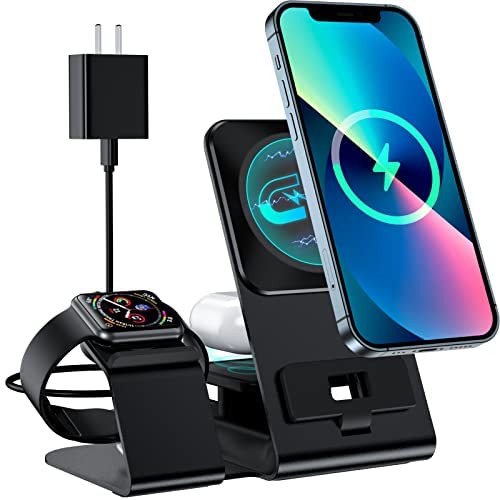 YoFeW 5-in-1 Fast Wireless Charging Station for iPhone 14/13/12/11/Pro/Max/XS/XR/X/8/Plus, Apple Watch 7/6/5/4/3/2/SE & AirPods 3/2/Pro - Multi-Device Charging Stand for Home, Office & Nightstand