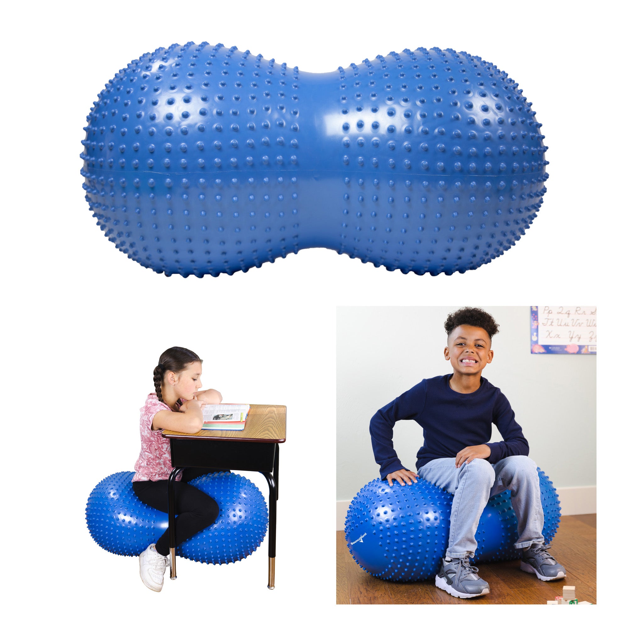 Bouncyband® Sensory Peanut Stability Ball - Kids Exercise Ball for Active Sitting, ADHD & Autism Therapy, Classroom & Home Use - Improves Focus & Posture
