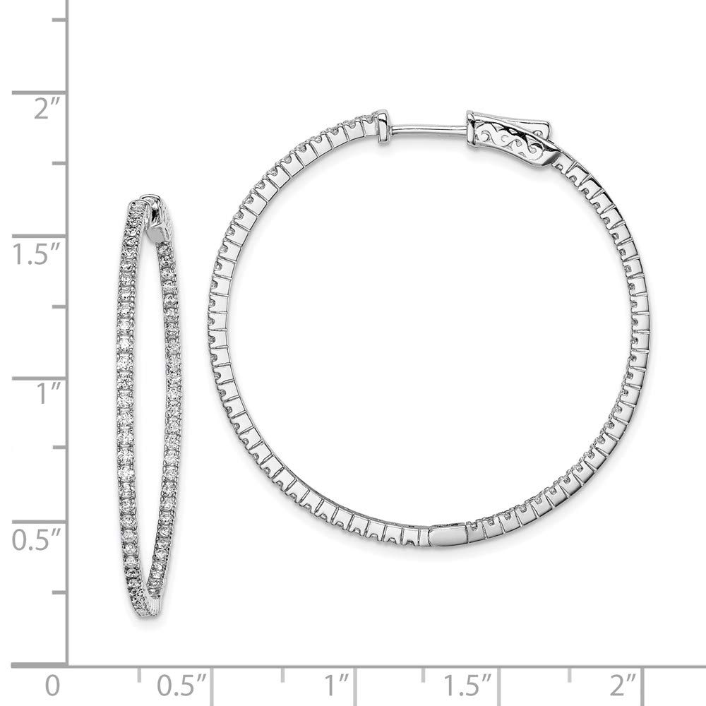 Sterling Silver Cubic Zirconia Hoop Earrings for Women - 38mm & 39mm In & Out Style - Perfect for Everyday Wear, Office & Special Occasions