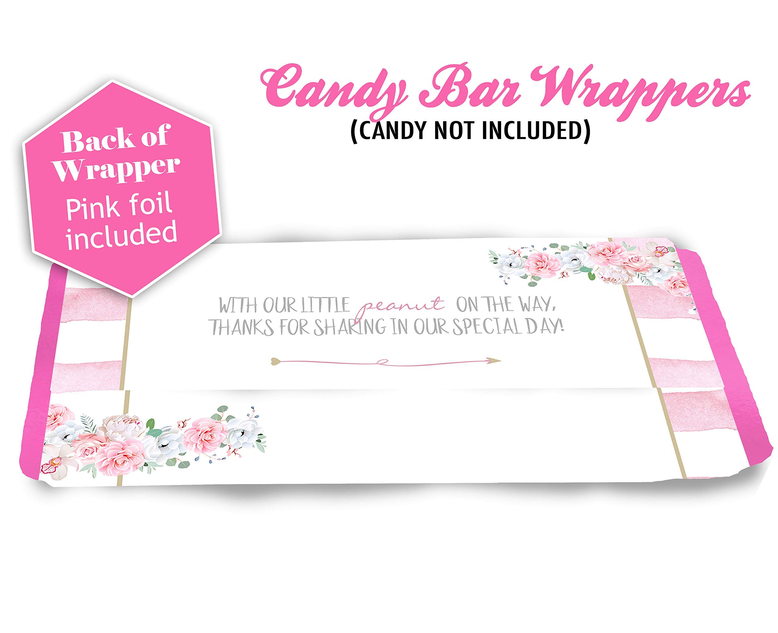 Elephant Baby Shower Favors & Birthday Party Decorations - Set of 20 Pink Foil Candy Bar Wrappers - Perfect for Baby Showers, Birthday Parties & Candy Buffets