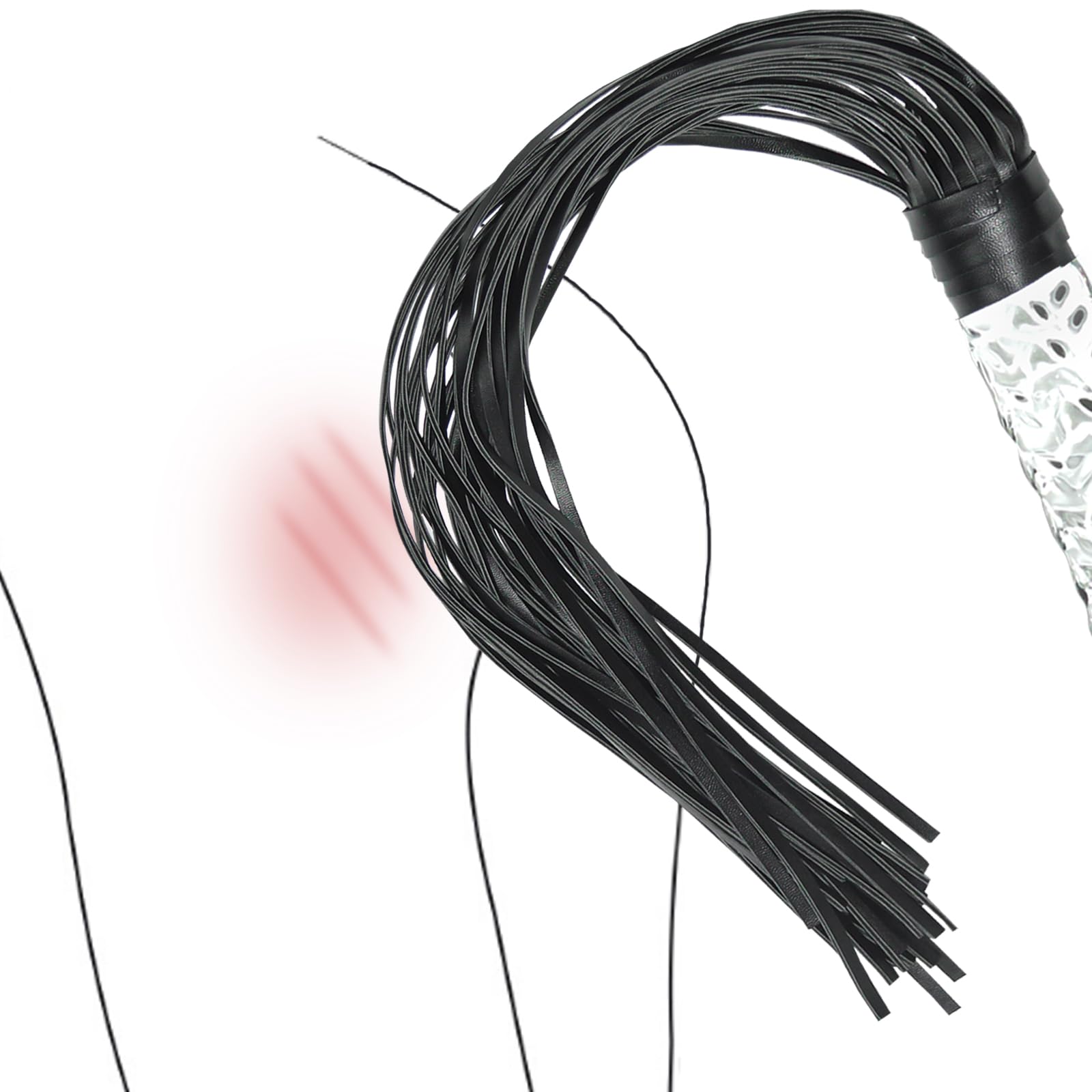 Realistic Glass Dildo with Leather Whip - SM Bondage Toy for Couples Role Play, Transparent Crystal Penis with Flogger for Men & Women, Perfect for BDSM, Anal Play & Sensual Exploration (Great for Spicing Up Bedroom Adventures)
