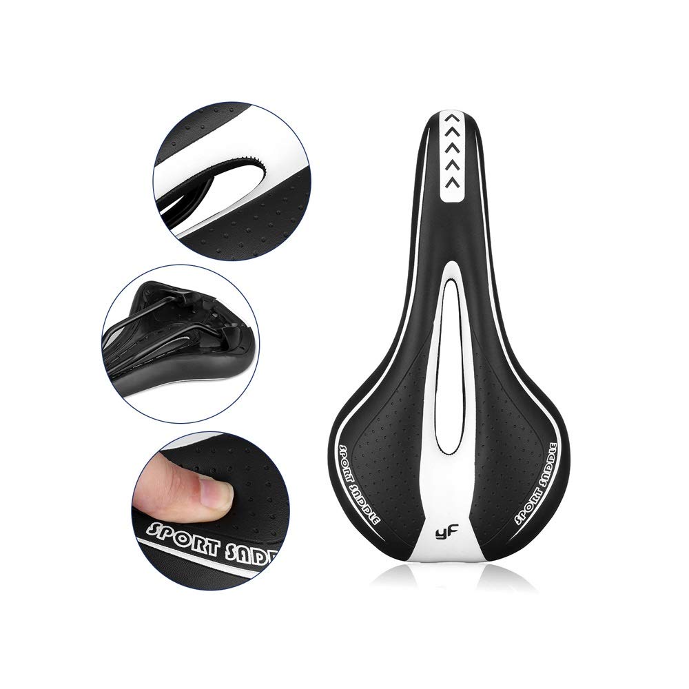Comfortable Hollow Bike Seat - Breathable Soft Road & Mountain Bicycle Saddle for MTB, Folding, Exercise Bikes (Black/White) | Perfect for Long Rides, Commuting & Outdoor Adventures