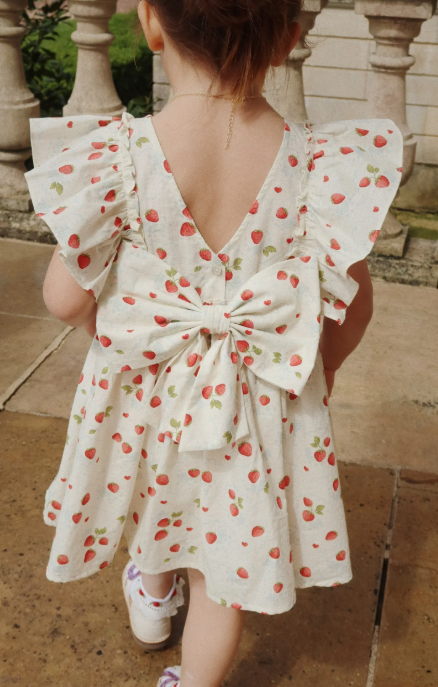 KONGES SLOJD EVIA BOW DRESS for Girls (Ages 2-10 Years) - Perfect for Birthday Parties, School Events, and Special Occasions