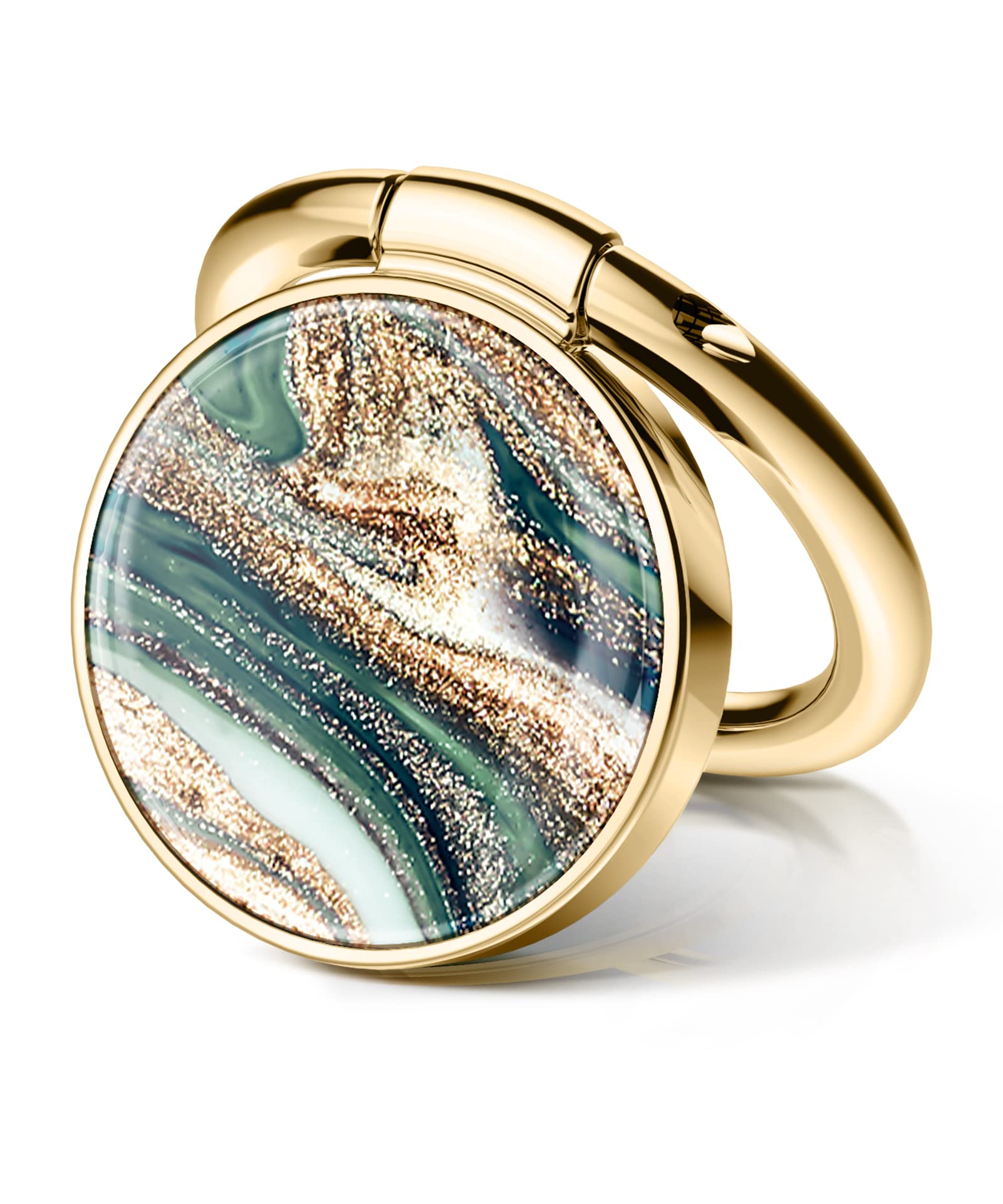 GVIEWIN Marble Phone Ring Holder - Magnetic Car Mount Compatible with iPhone 16 Pro Max/15 Plus/14/13/12 & Galaxy S25/S24 Ultra - Metal Kickstand Grip for Secure Phone Stand (Surf Green) - Perfect for Driving, Watching Videos & Hands-Free Use