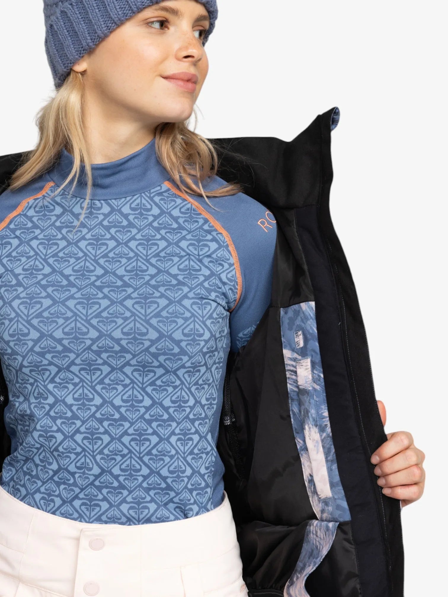 Roxy Jetty Solid NP Blue Print Snow Jacket - Waterproof Winter Coat for Women - Perfect for Skiing, Snowboarding & Cold Weather Adventures
