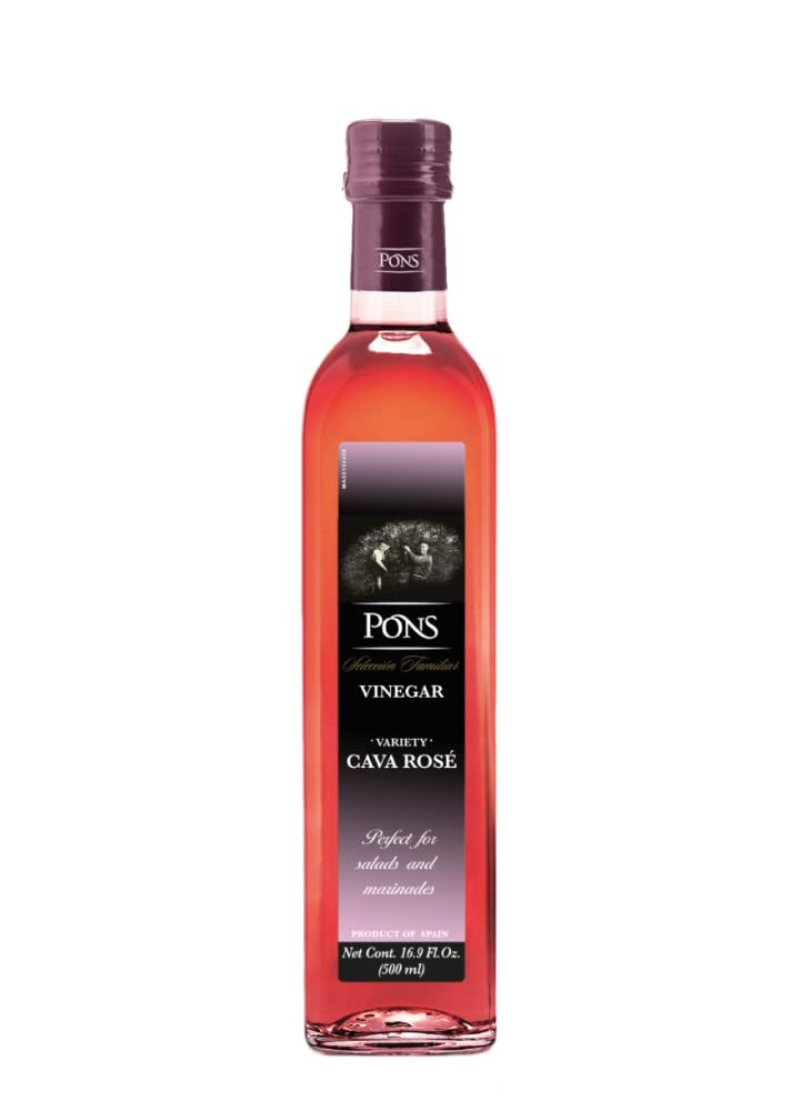 Pons Cava Rose Vinegar 16.9 oz - Premium Spanish Vinegar for Salads, Cooking & Gourmet Recipes - Perfect for Dressings, Marinades & Healthy Meals