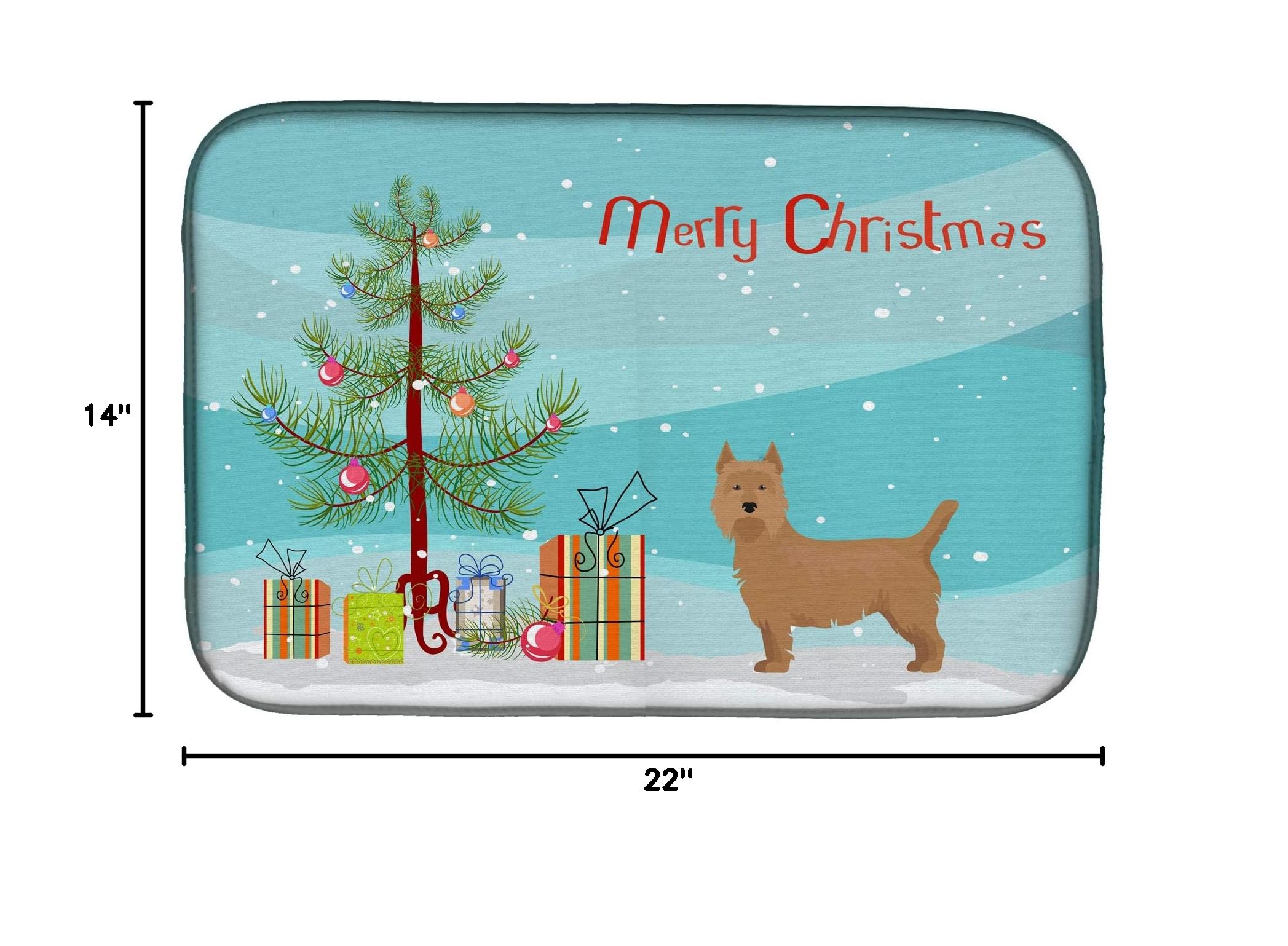 Airedale Terrier Christmas Dish Drying Mat - Absorbent Kitchen Counter Pad for Holiday Decor