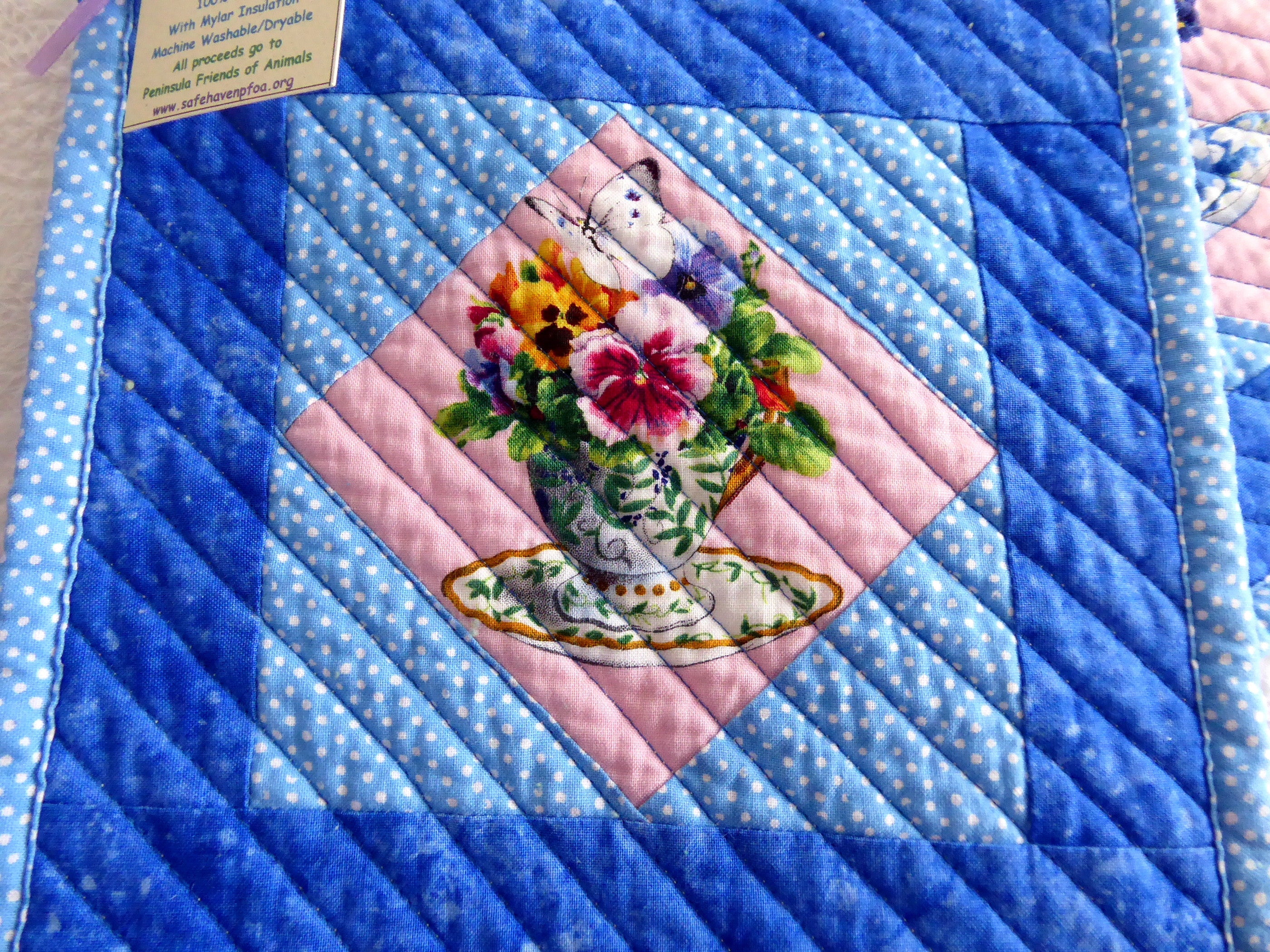 Handmade Padded Teacup Themed Potholders Set of 2 - Blue & Pink Kitchen Mitts for Hot Dishes, Oven & Grilling - Supports Animal Charity | Perfect for Baking, Cooking & Serving Hot Meals