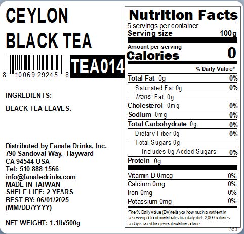 Premium Ceylon Black Tea (Ground) - Fanale - Rich & Aromatic Loose Leaf Tea for Brewing, Iced Tea & Baking - 100% Pure Sri Lankan Tea