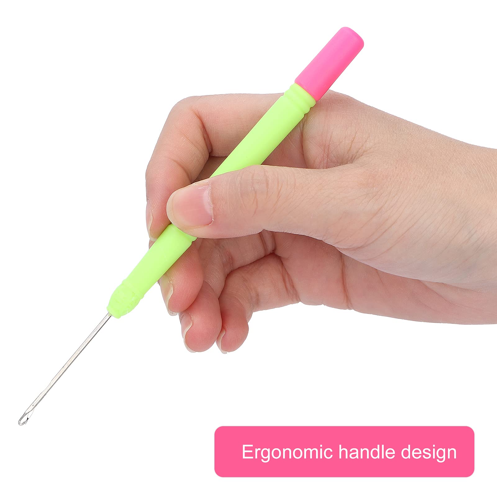 5pcs Plastic Hair Extension Crochet Hook Set - Professional Braiding Tools for Dreadlocks, Box Braids & Crochet Hair (Green #2) - Perfect for Salon Styling & DIY Hair Extensions at Home