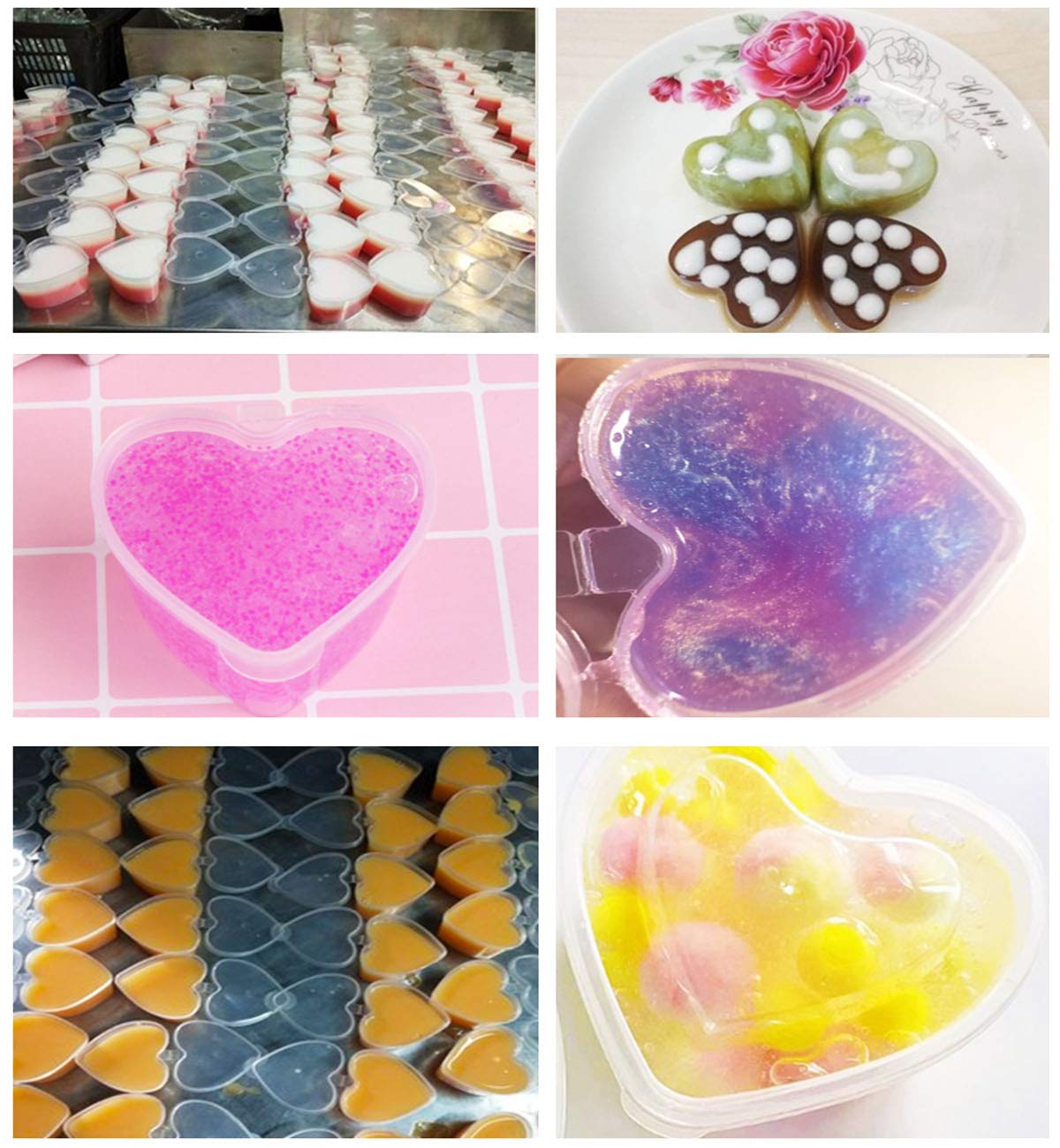 40 Pack Heart Shaped Slime Storage Containers with Lids - 20g Slime DIY Craft Supplies for Kids Art Projects, Party Favors & Sensory Play Activities