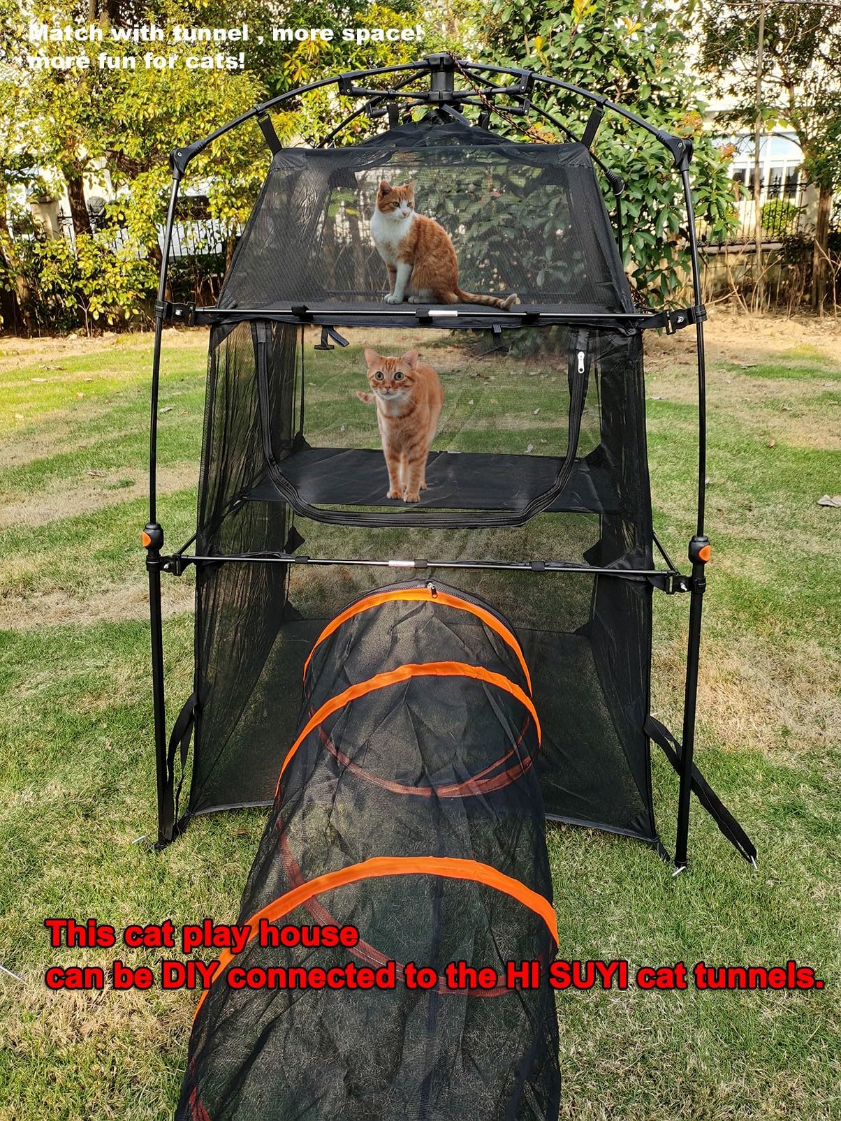 Portable Large Pop Up Cat Tent for Outdoor Use - Lightweight Pet Enclosure for Camping, Backyard, Patio & Travel - Perfect for Cats & Small Pets