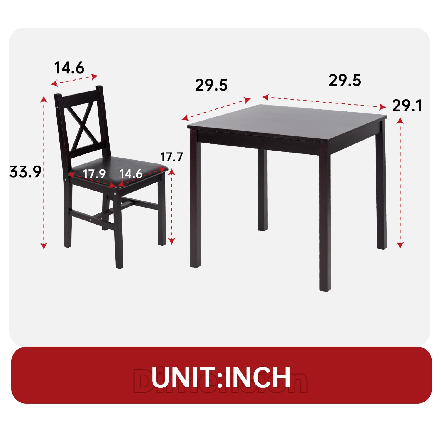 Space-Saving Dark Brown Wooden Kitchen Dining Table and Chairs Set - Perfect for Small Homes, Restaurants & Pubs | Compact Dining Solution for Apartments, Cafes & Cozy Gatherings