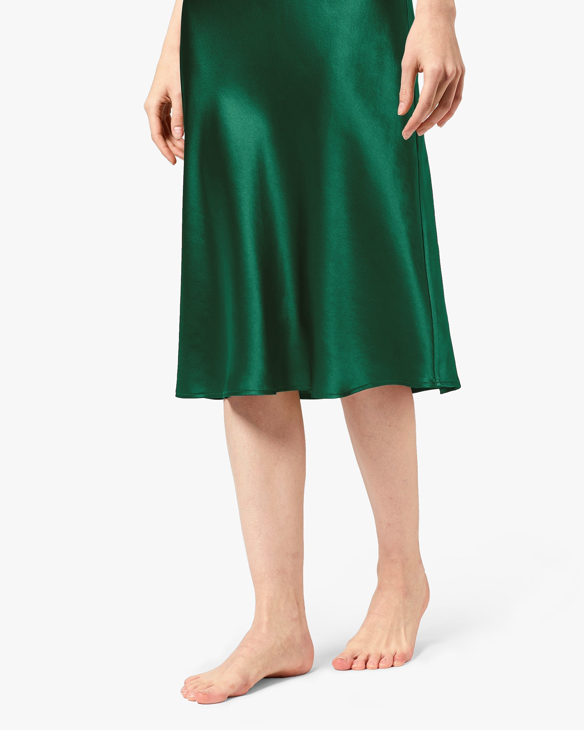 Classic Silk Nightgown for Women - Pea Green | Comfortable Sleepwear for Relaxing at Home & Luxury Loungewear