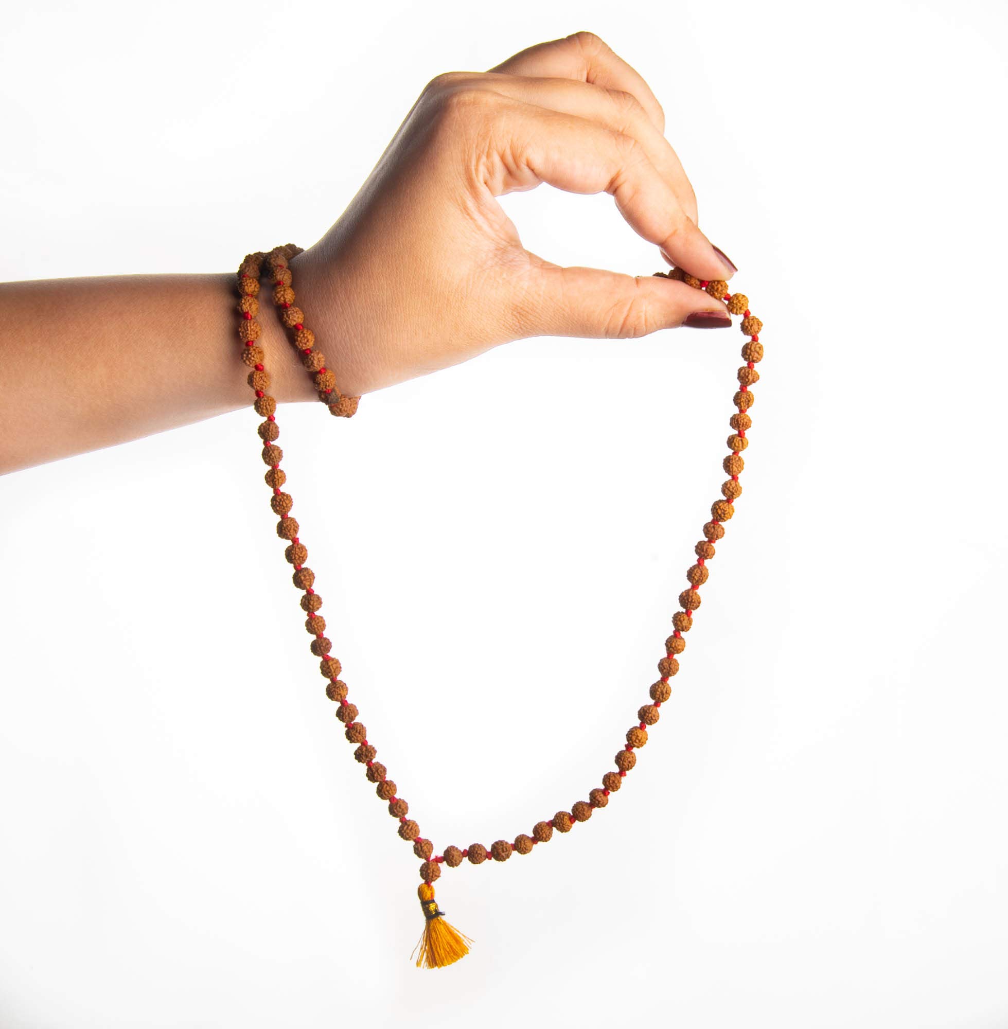 **Authentic 5-Face Himalayan Rudraksha Mala Necklace – Genuine Rudraksha Seeds Prayer Beads for Meditation, Yoga & Spiritual Healing – Religious Rosary Japa Mala for Daily Worship & Positive Energy**