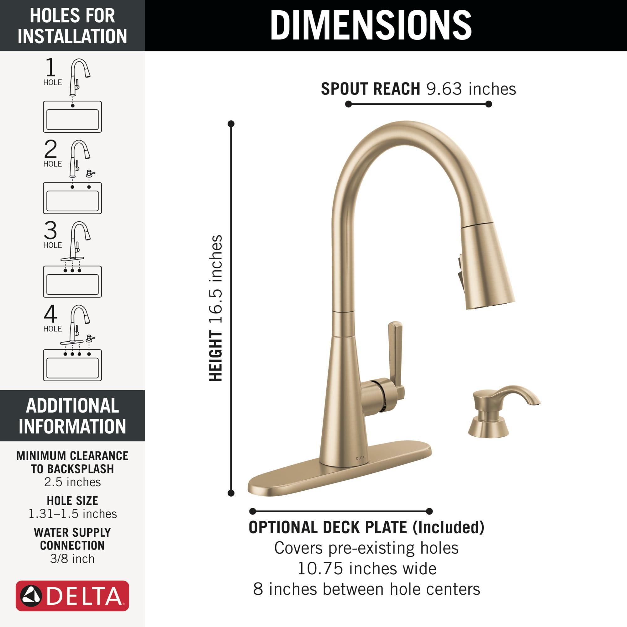 Delta Faucet Boyd Single-Handle Pull-Down Kitchen Faucet with Soap Dispenser & Magnetic Docking Spray Head - Champagne Bronze (19893Z-CZSD-DST) - Perfect for Modern Kitchens, Restaurants & Commercial Use