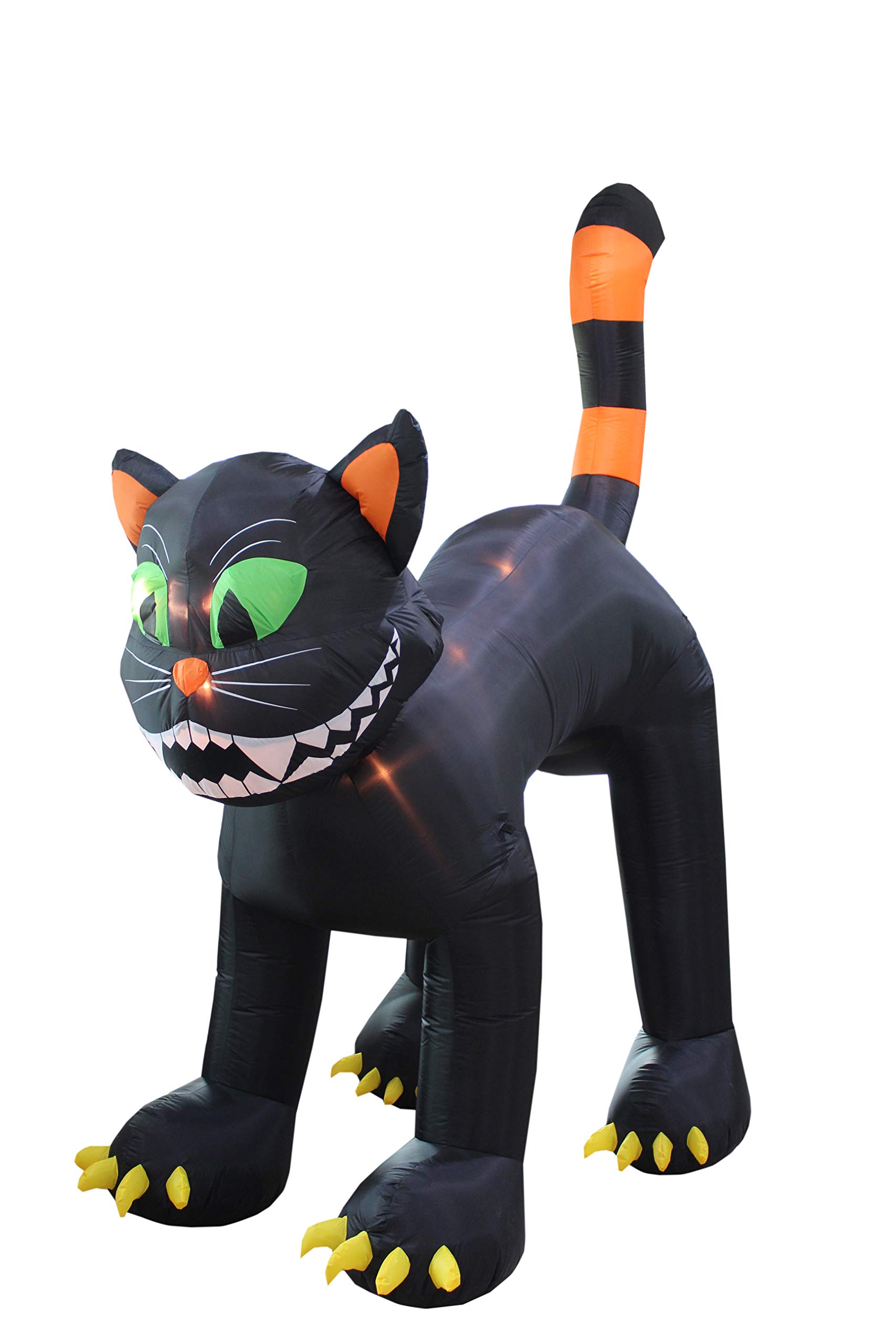 Halloween Party Decorations Bundle - 8ft Lighted Inflatable Ghost with Orange Banner & 11ft Animated Giant Black Cat Blowup for Outdoor Yard Decor | Spooky Halloween Decor for Home, Party, Haunted House