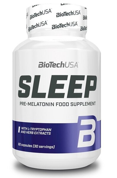 BioTechUSA Sleep Aid Supplement - 60 Capsules for Better Sleep & Relaxation | Natural Melatonin & Herbal Blend for Insomnia Relief | Perfect for Nighttime Use & Travel