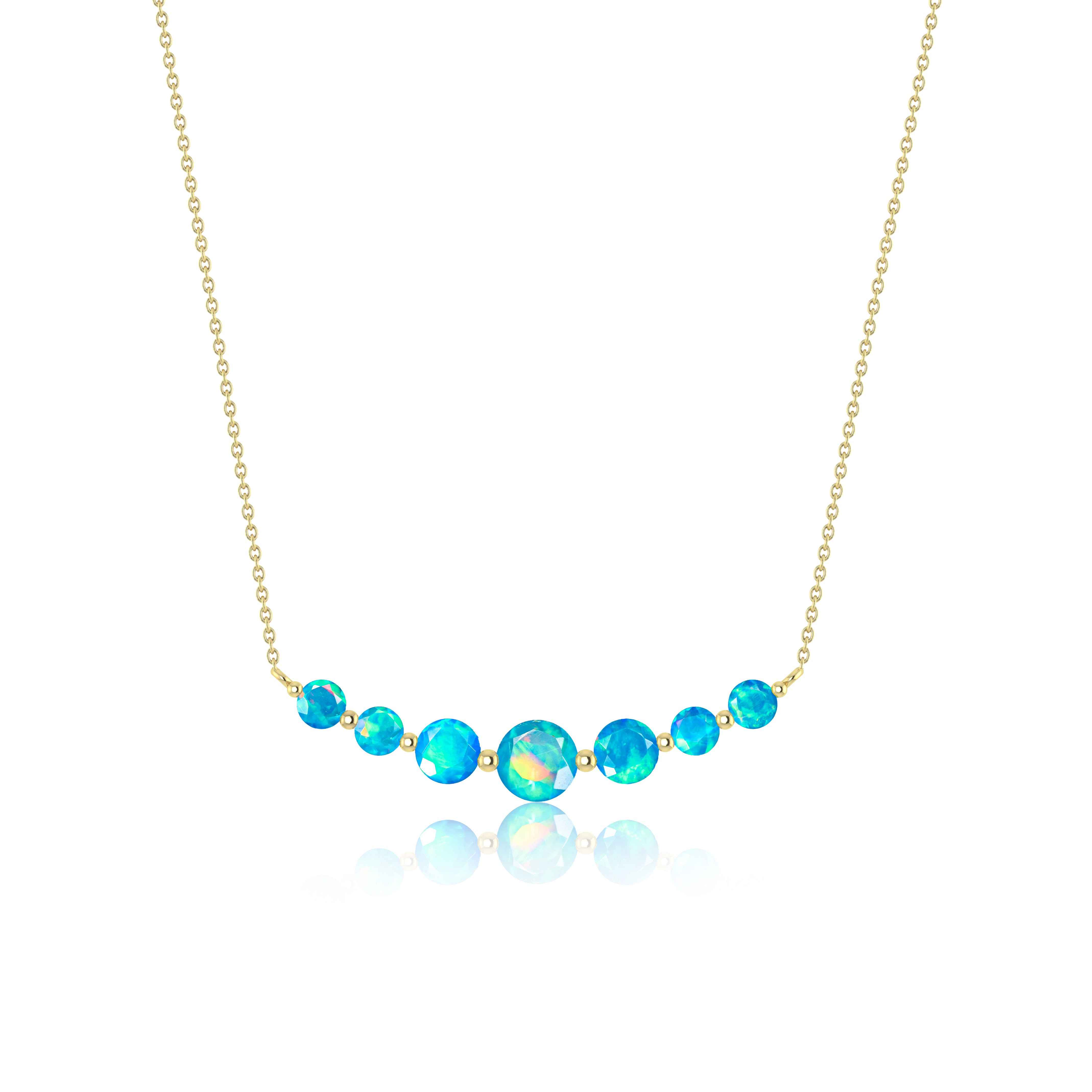 Exquisite Round Fire Opal Bar Pendant Necklace for Women | Genuine Gemstone Jewelry Gift for Her | Perfect for Date Nights, Weddings & Special Occasions