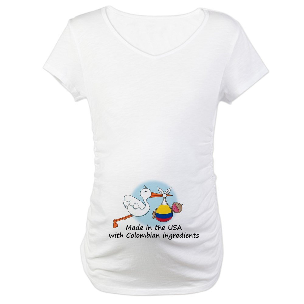 Stork Baby Colombia USA Maternity T-Shirt - Comfortable Cotton Pregnancy Tee for Expecting Moms - Perfect for Baby Showers, Maternity Photos & Casual Wear