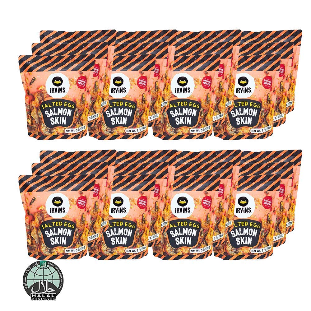 Irvin's Dangerously Addictive Salted Egg Salmon Snack - 24 Pack (105g Each) | Perfect for Parties, Gifts & On-the-Go Snacking