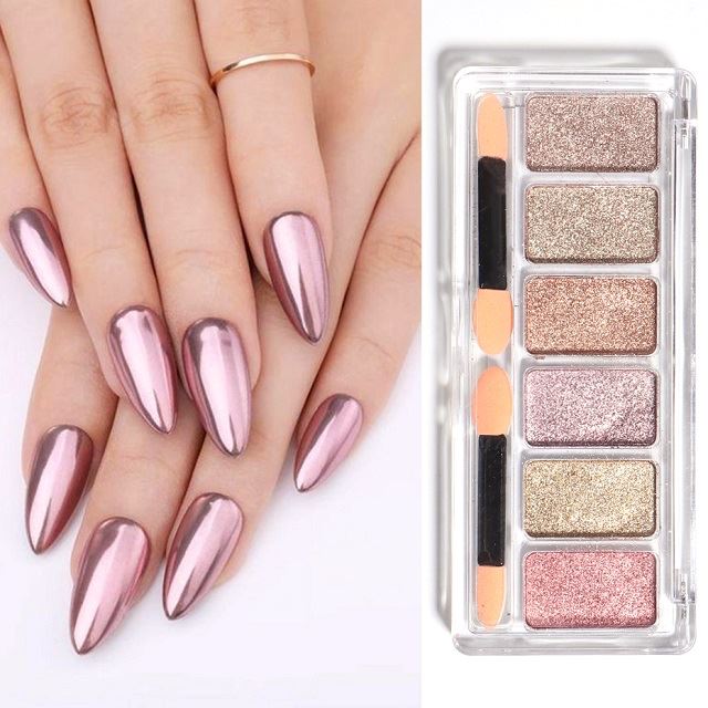 Rose Gold Holographic Chrome Pigment Eyeshadow Palette - Vegan & Cruelty-Free Makeup for Party, Festival & Special Occasion Looks