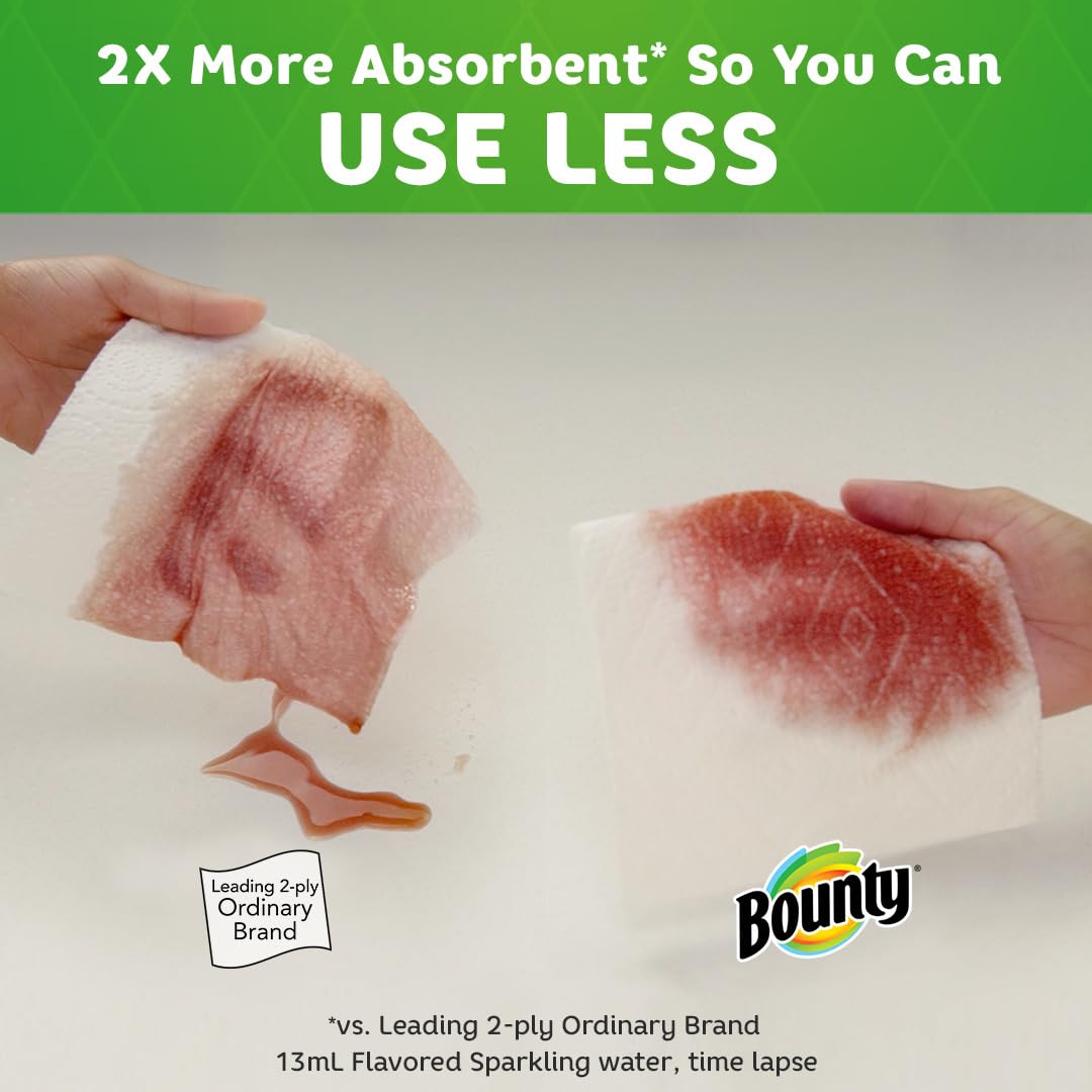 Bounty Full Sheet White Paper Towels, 2 Triple Rolls (Equals 6 Regular Rolls) - Super Absorbent & Strong for Kitchen, Cleaning & Household Use