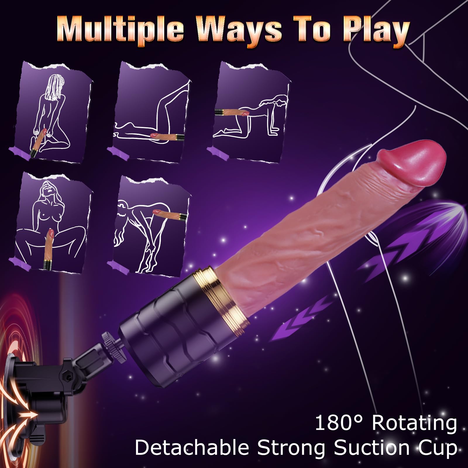 Premium Thrusting Dildo Machine with Remote Control - 7 Powerful Vibration & Thrusting Modes, Suction Cup Base for Hands-Free Pleasure - Realistic Adult Sex Toy for Women & Couples - Perfect for Bedroom Fun, BDSM Play and Solo Exploration