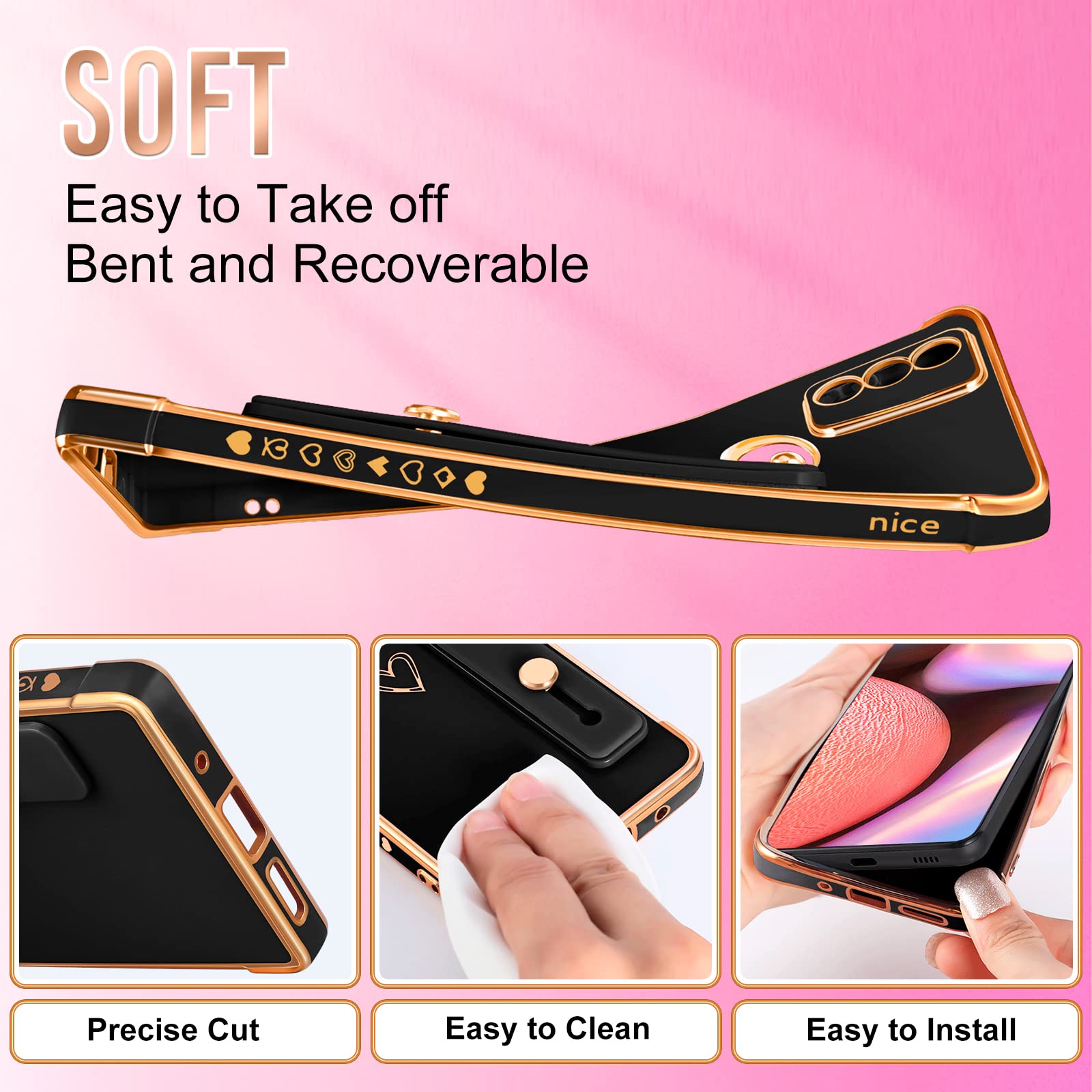 3-in-1 Luxury Heart Design Phone Case for Motorola Moto G Pure 2021 (6.5