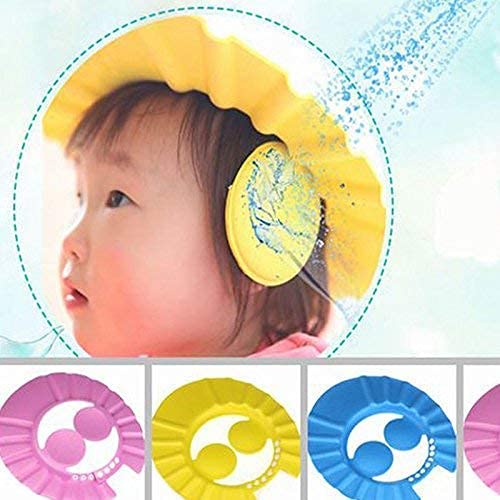 Sage Square Adjustable Soft Baby Shower Cap with Ear Protector - Safe & Comfortable Bathing Hat for Infants & Toddlers - Perfect for Sensitive Skin & Water Protection During Hair Wash