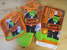 Halloween Frankenstein Kitchen Set - Towel & Pot Holders for Cooking