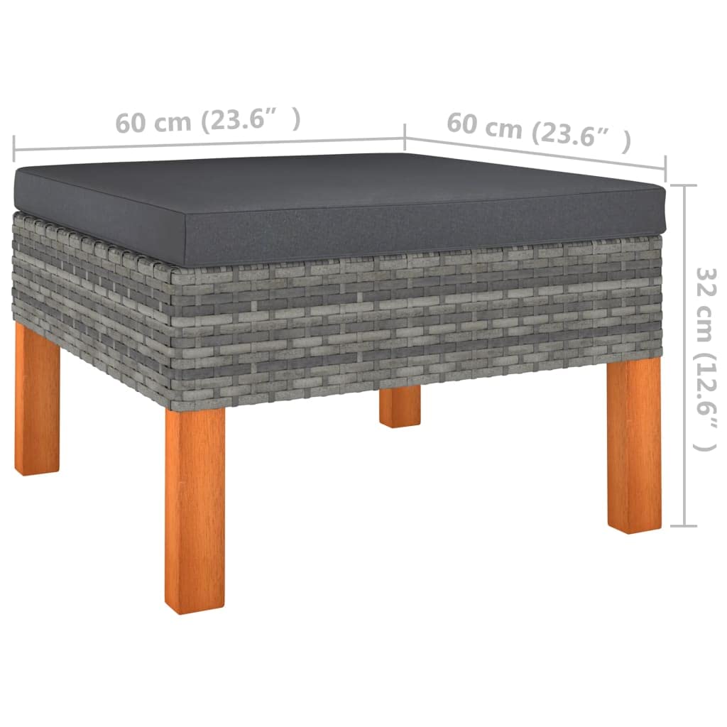 Premium 10-Piece Outdoor Patio Lounge Set with PE Rattan & Eucalyptus Wood - Weather-Resistant Powder-Coated Steel Frame - Includes Comfortable Washable Cushions & Footstool (Grey/Anthracite) - Perfect for Backyard, Poolside & Garden Relaxation