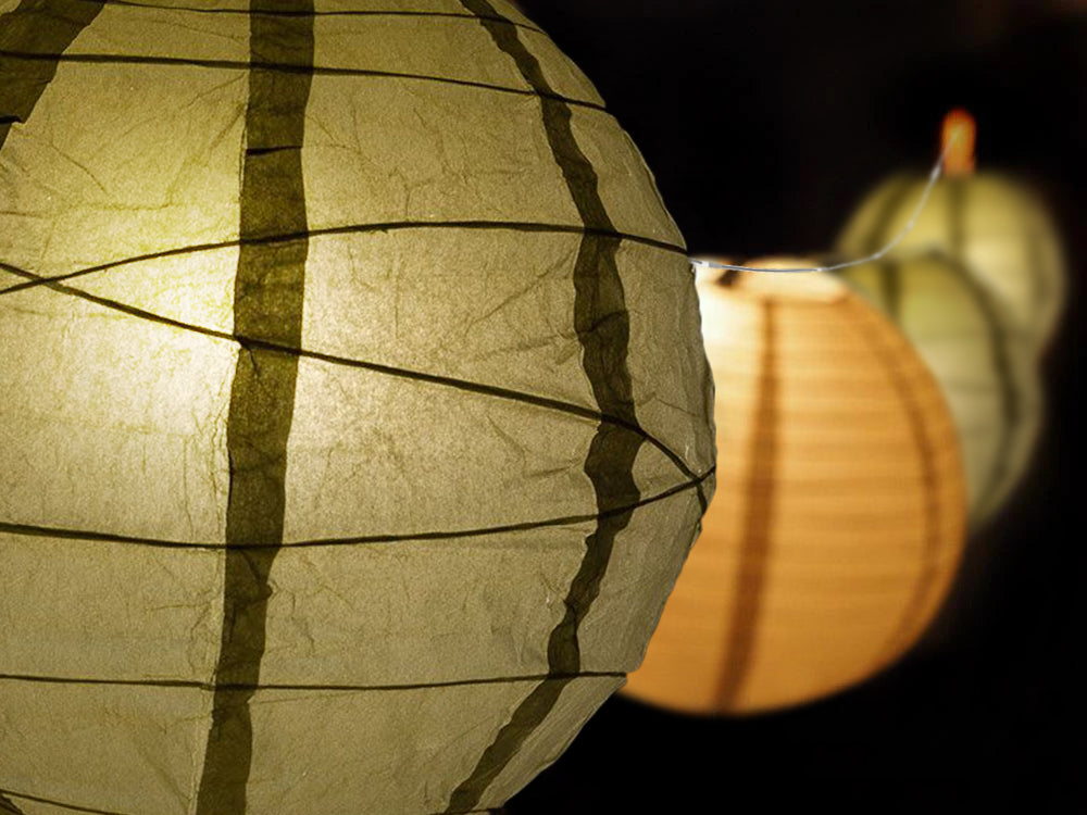 14 Inch Gold Paper Lantern String Lights - 21FT Expandable Wedding Decor with White Cord - Perfect for Wedding, Party, Garden and Outdoor Lighting Decorations