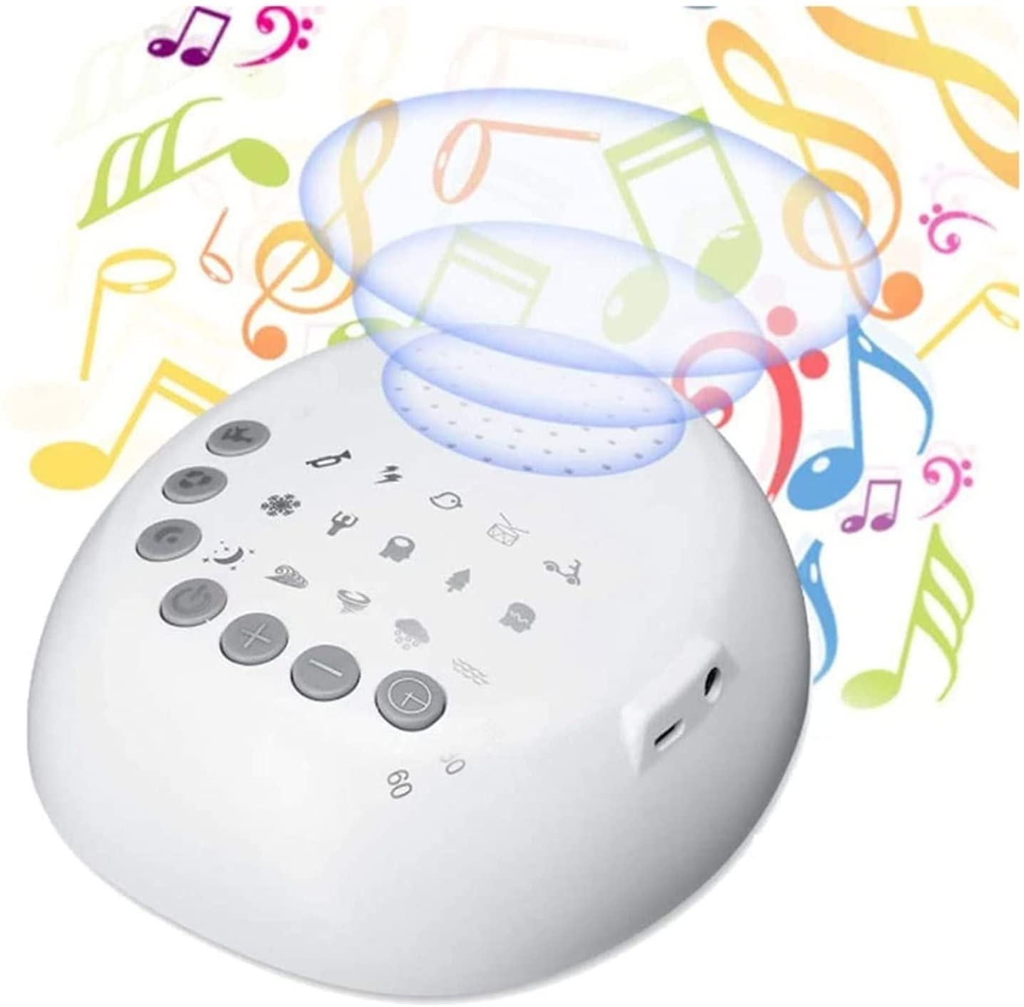 XUERUIGANG White Noise Machine for Adults & Kids - Portable Sleep Sound Machine with Calming Ambient Night Light, Timer & Continuous Play - Perfect for Nursery, Office, Travel & Relaxation (White)