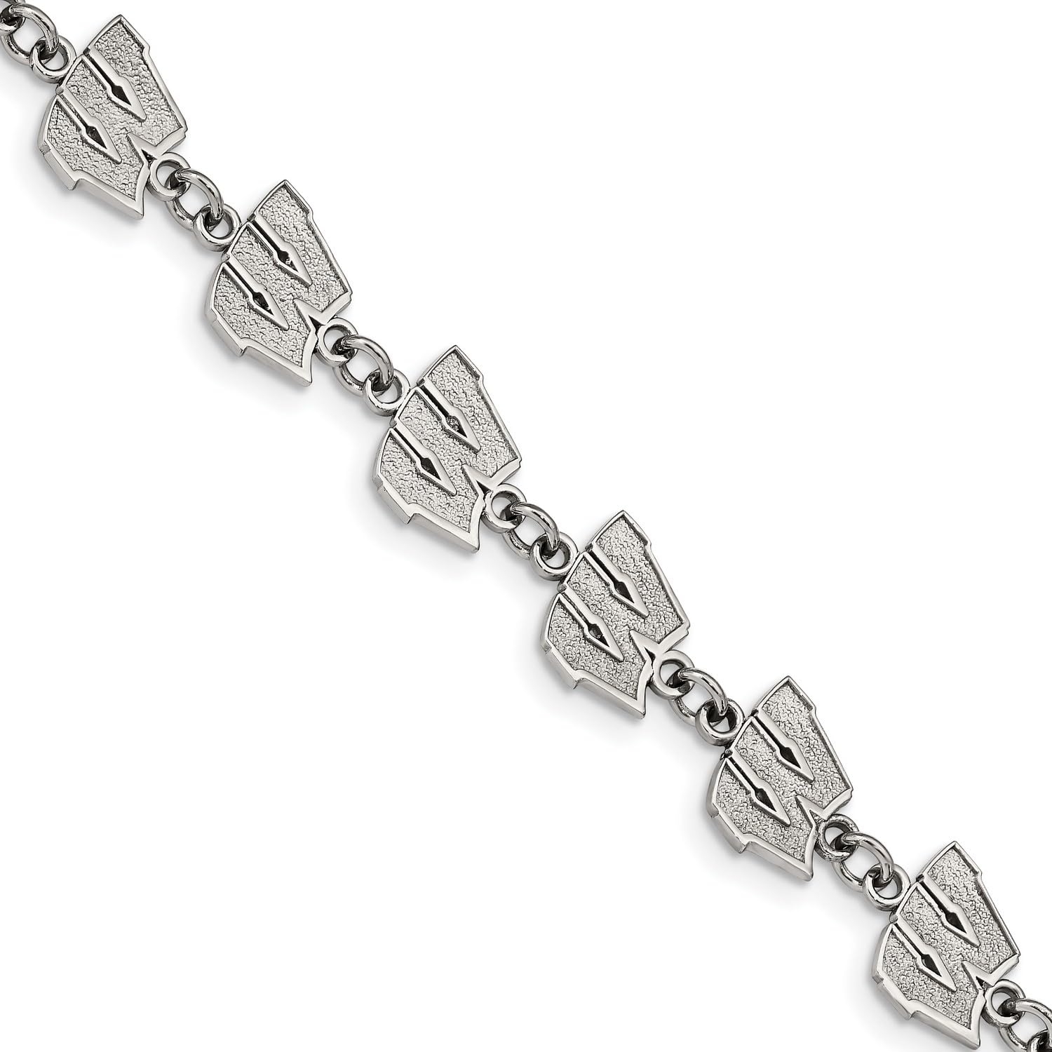University of Wisconsin Badgers Stainless Steel School Letter Link Bracelet - 11.6mm x 6.5 Inch - Perfect for Game Day, Alumni Events & School Spirit Gifts
