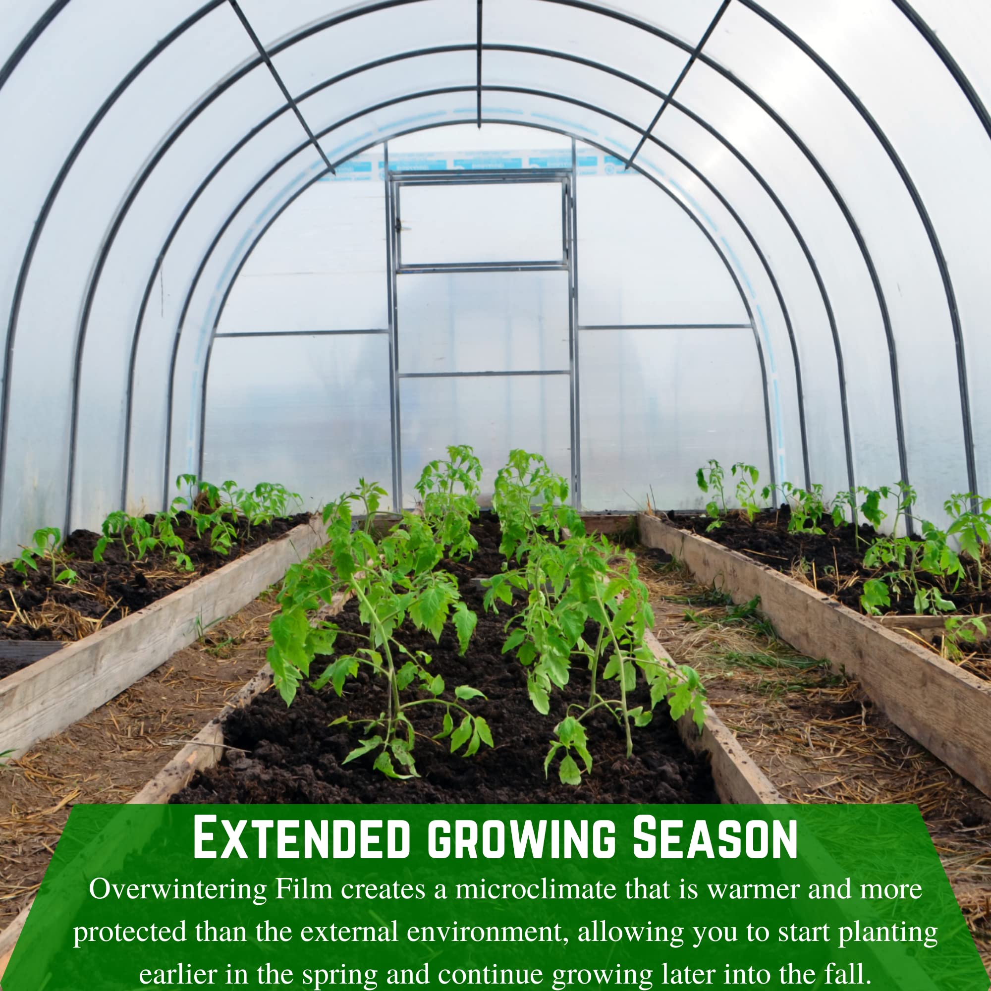 2.4 Mil White Plastic Sheeting - Heavy Duty Greenhouse Film, Overwintering Cover, Durable Agricultural Plastic (42' x 50') - Perfect for Winter Plant Protection, Greenhouse Roofing & Farm Crop Covers