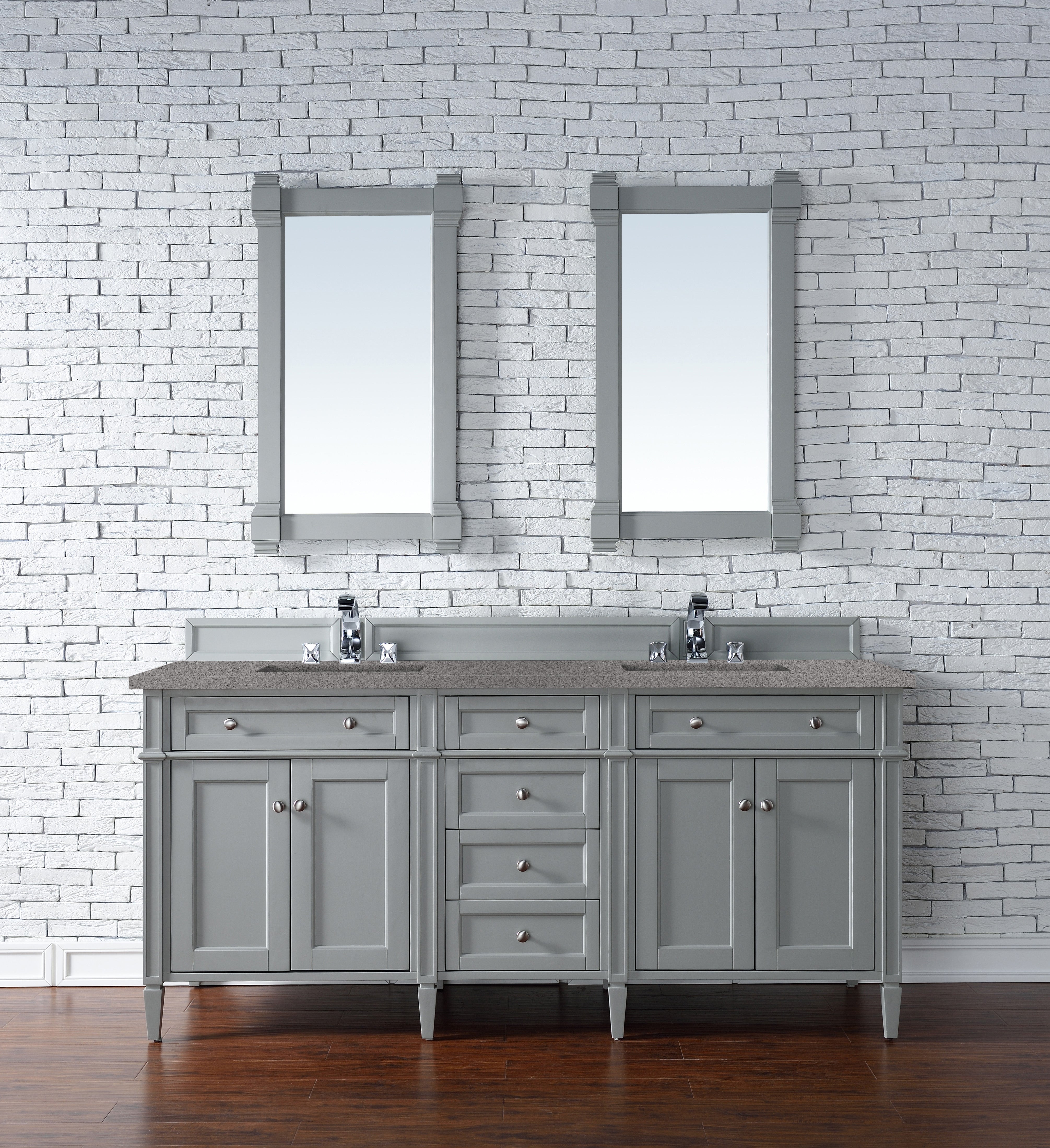 Brittany 72 Inch Urban Gray Double Vanity with 3CM Grey Expo Quartz Top - Modern Bathroom Vanity Set for Master Bath & Guest Bathroom Renovation