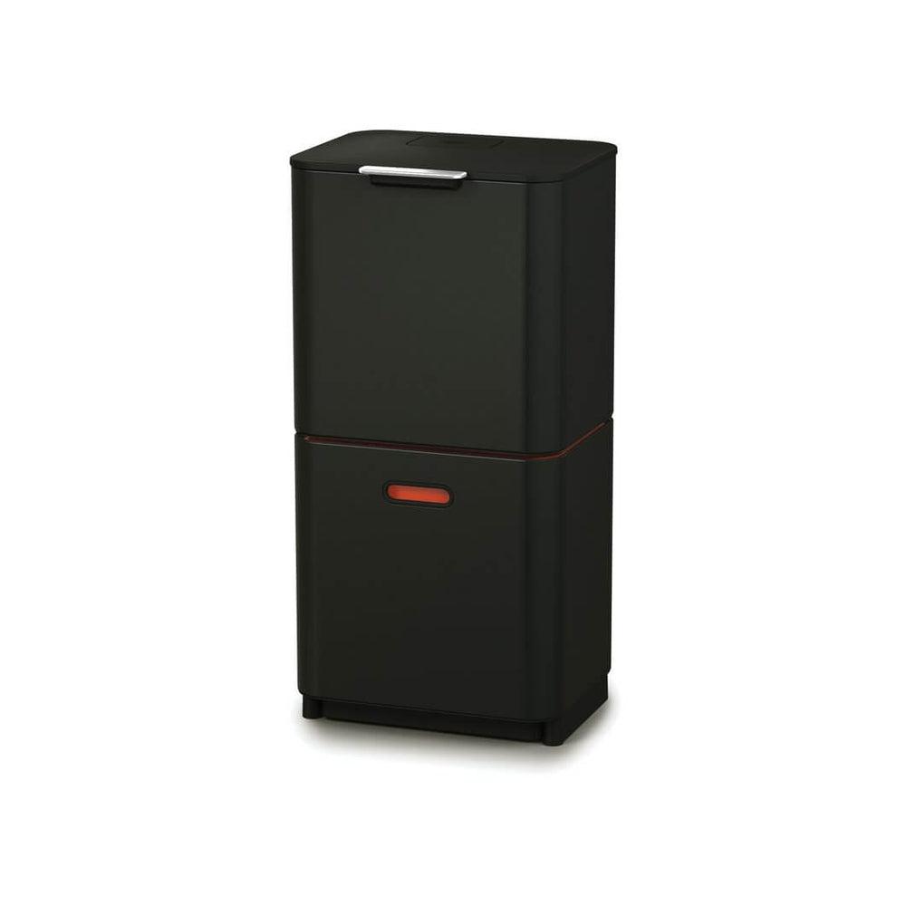 Joseph Joseph Totem Max 60L Kitchen Recycling Bin - Carbon Black | Dual Compartment Waste Bin for Eco-Friendly Home & Office Recycling | Space-Saving Design for Small Kitchens & Apartments