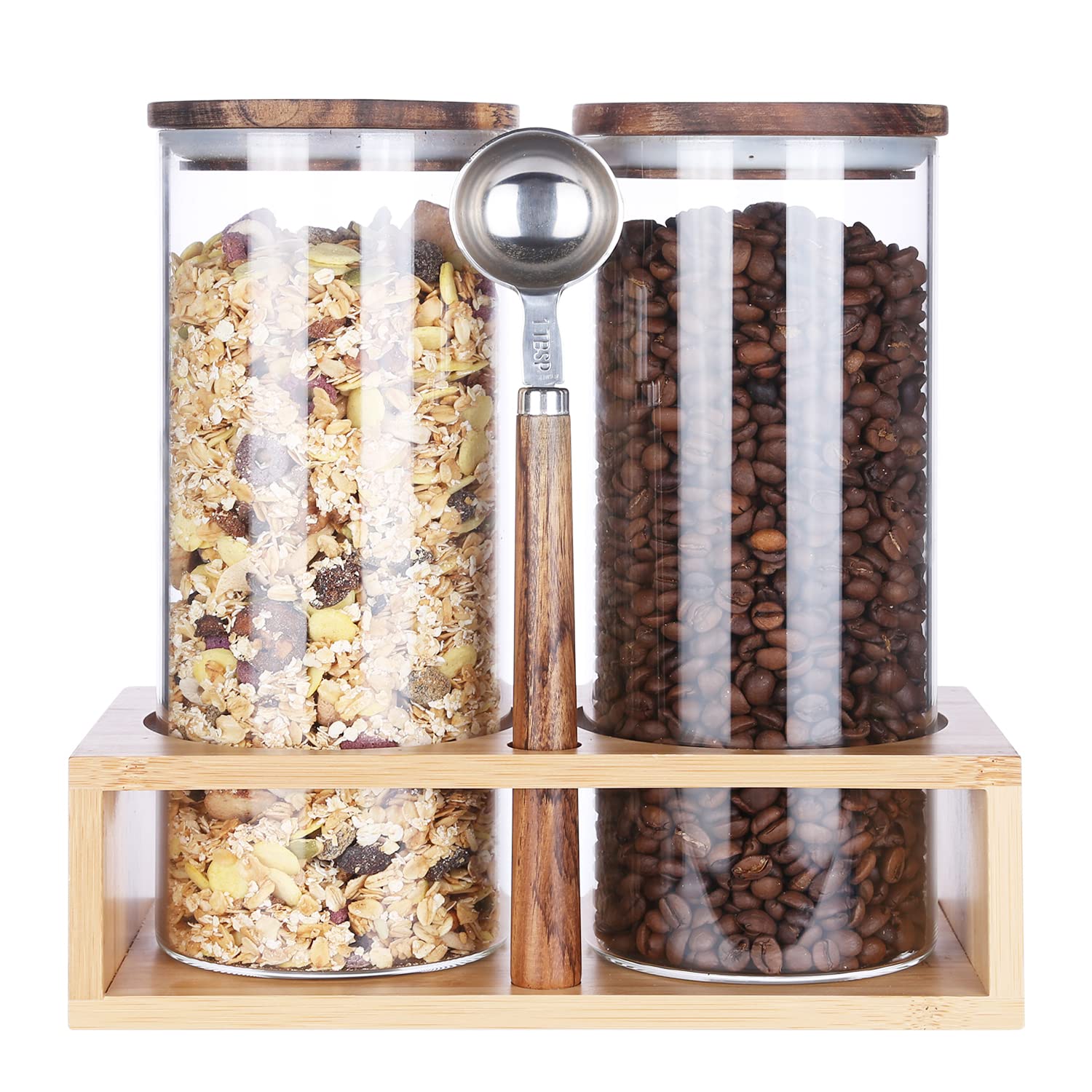 KKC HOME ACCENTS Airtight Glass Coffee Bean Storage Container with Sealable Lid - Perfect for Coffee Beans, Ground Coffee, Nuts, Tea & Spices - Ideal for Kitchen Countertop, Pantry Organization & Coffee Station Decor
