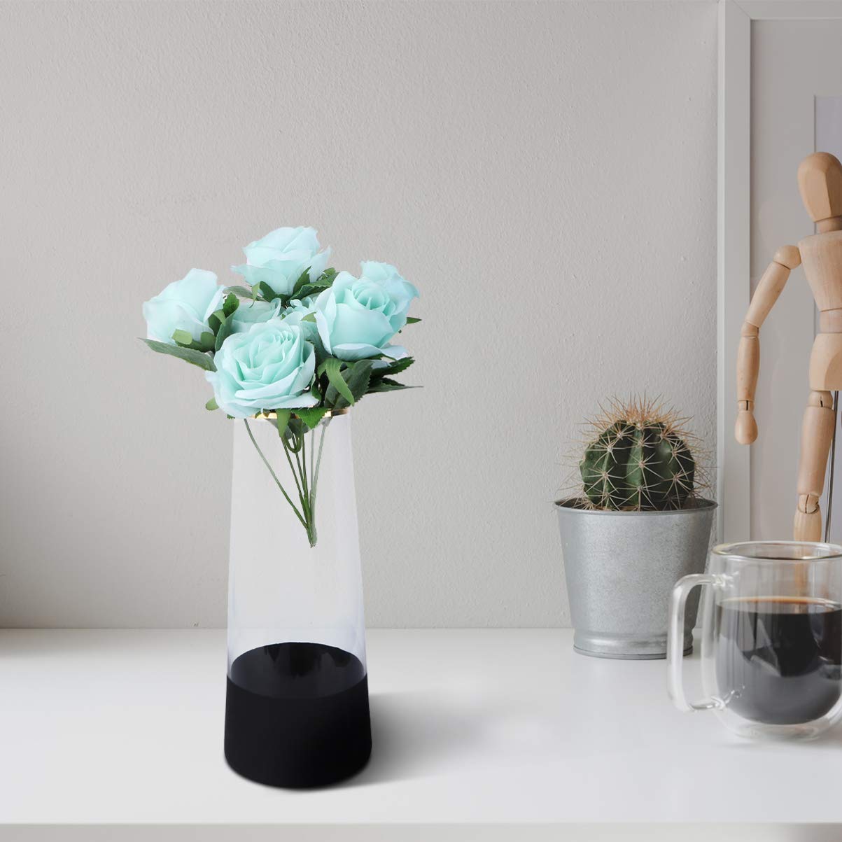 DOITOOL T-Shaped Glass Flower Vase - Elegant Transparent Flower Holder for Home Decor, Wedding Centerpieces, and Luxury Tabletop Arrangements