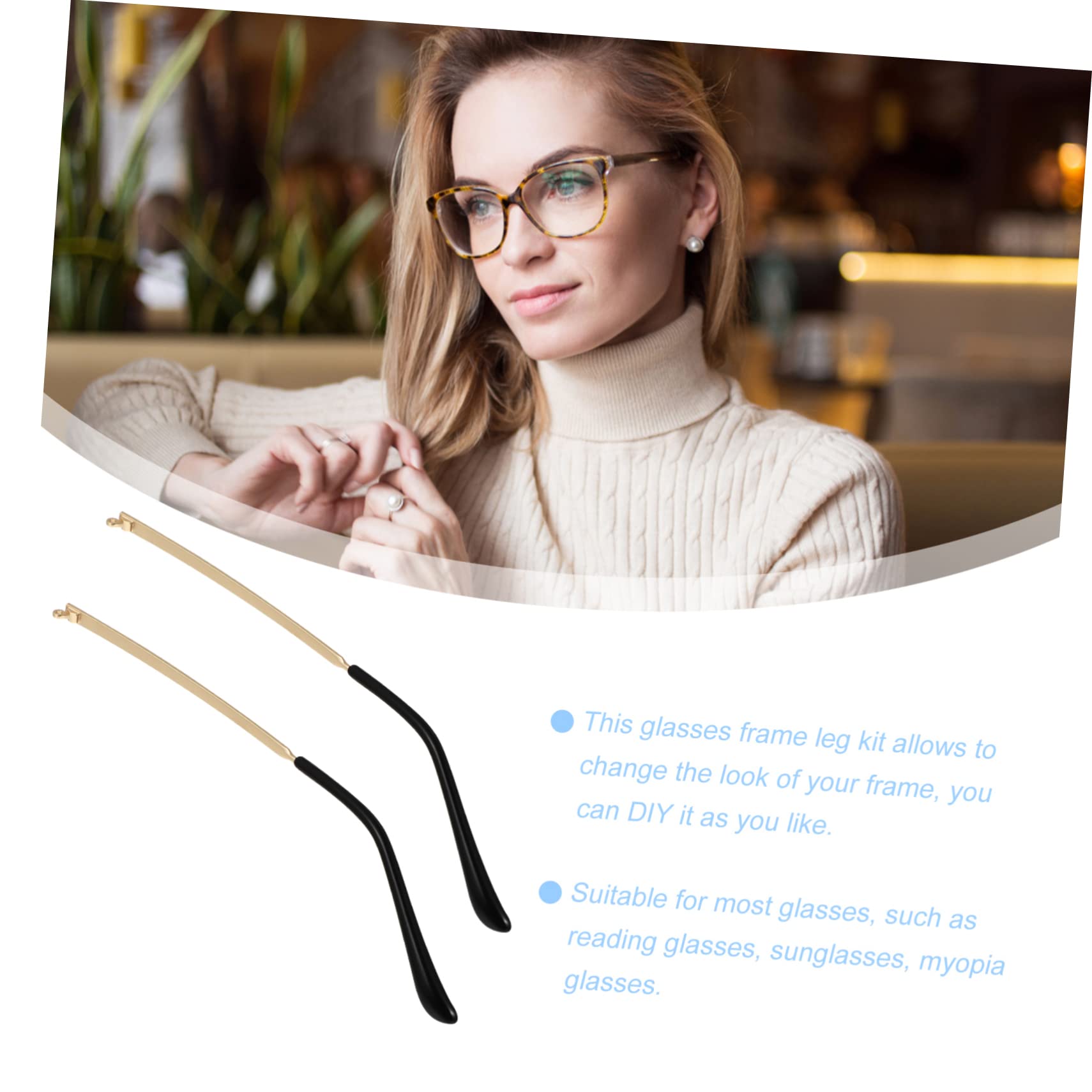 Healvian 2 Pairs Universal Glasses Replacement Temples - Gold Sunglasses & Reading Glasses Arm Hinge Holder Ear Clip Accessories for Men & Women - Perfect for Daily Wear, Outdoor Activities, and Fashion Accessories