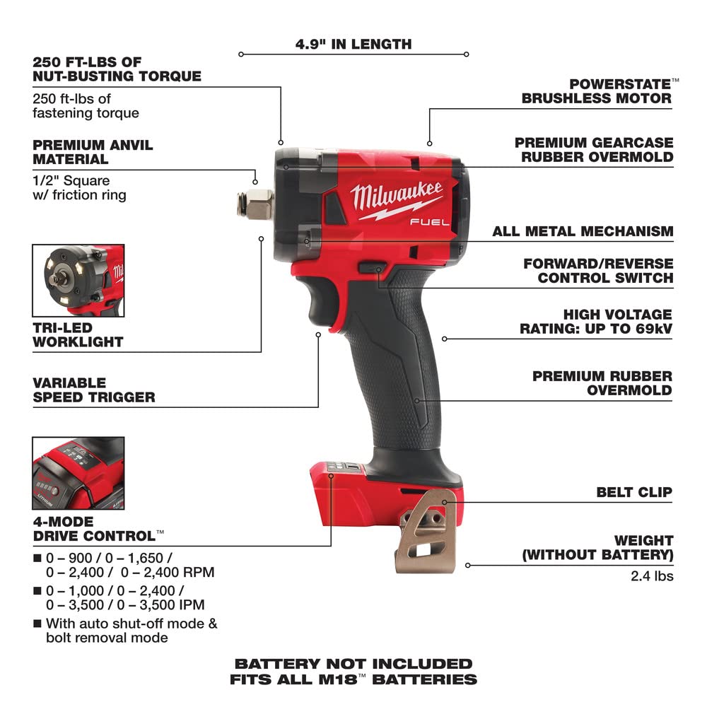 Milwaukee 2855-20 18V Brushless Cordless 1/2