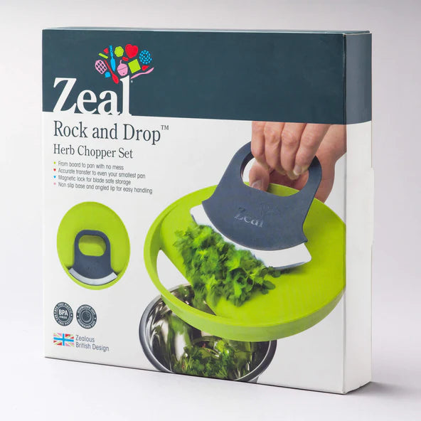 Premium Rock and Drop Herb Chopper Set - 3-Piece Kitchen Scissors & Herb Cutter with Stainless Steel Blades - Perfect for Chopping Fresh Herbs, Vegetables & Nuts - Ideal for Cooking, Salad Prep & Meal Prepping