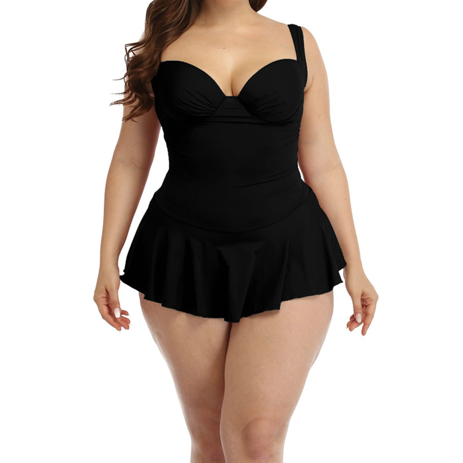 Plus Size One Piece Swimsuits for Women - Solid Color Halter Swimsuit for Beach, Pool & Vacation | Comfortable Swimwear for Curvy Women