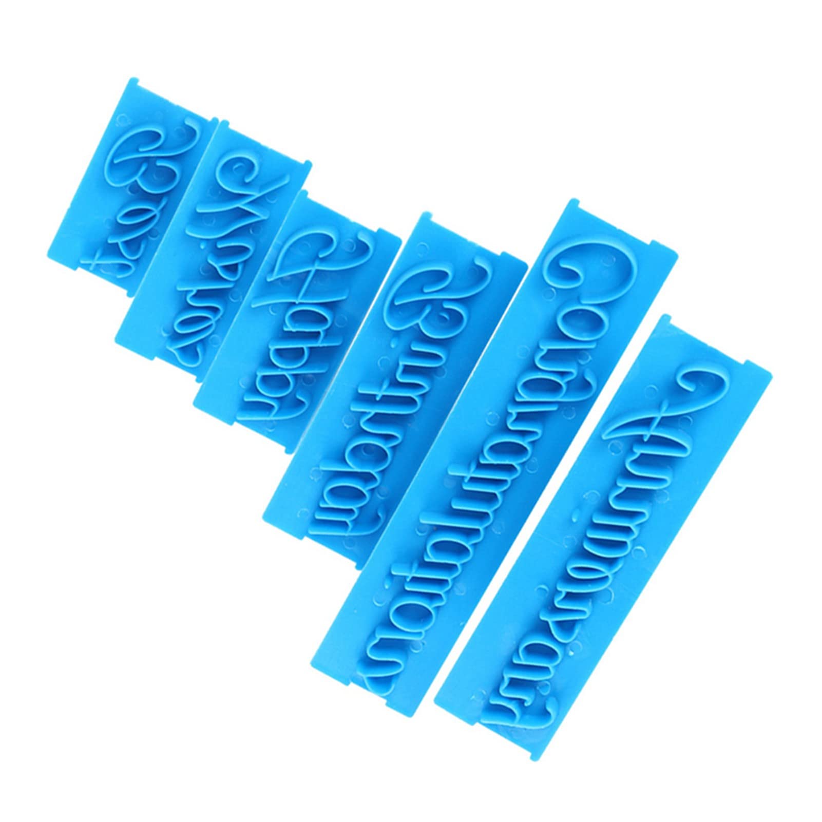 3-Piece Blue Handwriting Letter Cake Embosser Set - Cookie Stamp & DIY Plastic Molds for Cake Decorating, Baking, and Creative Dessert Printing - Perfect for Birthdays, Weddings, and Special Occasions