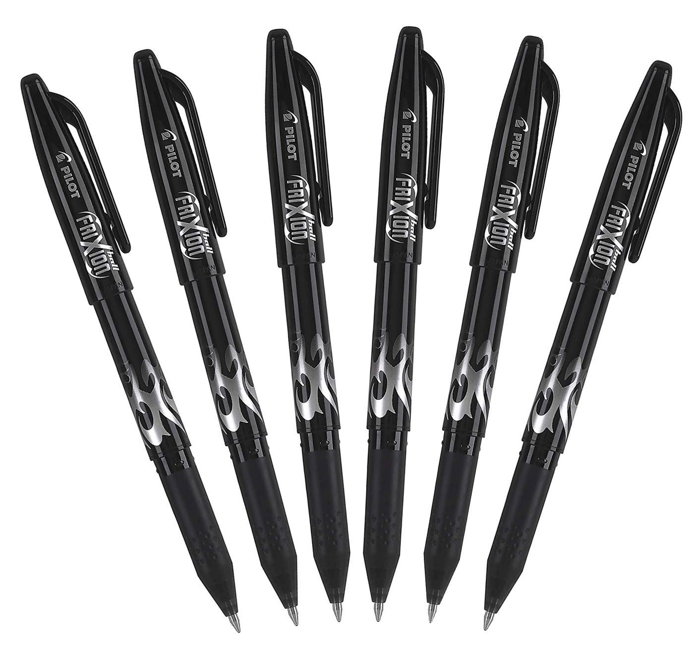 PILOT FriXion Ball 0.7mm Erasable Gel Pens - Fine Point Black Ink (6-Pack) - Perfect for School, Office & Note Taking - Smear-Free Erasable Writing