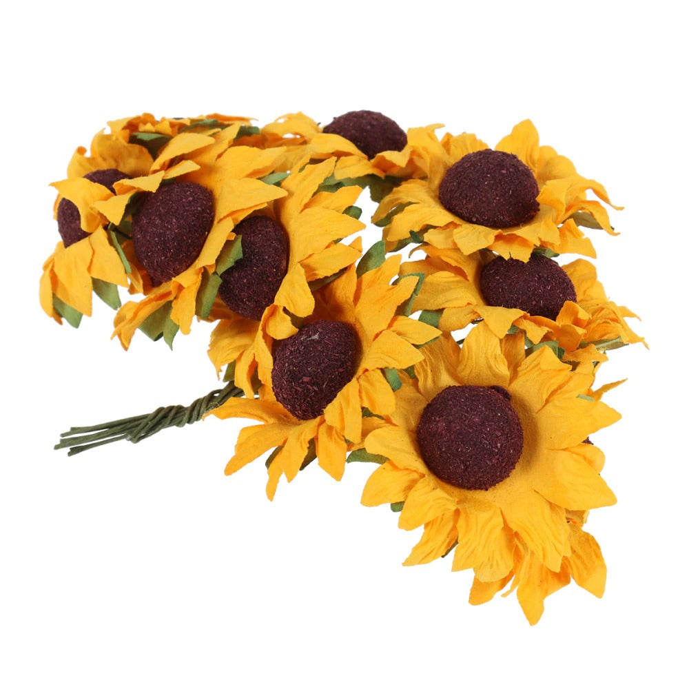 Artificial Mini Sunflowers - Small Fake Sunflower Bouquets for Home Decor, Wedding Centerpieces, Party Favors & DIY Crafts - Perfect for Table Decorations, Gifts & Floral Arrangements